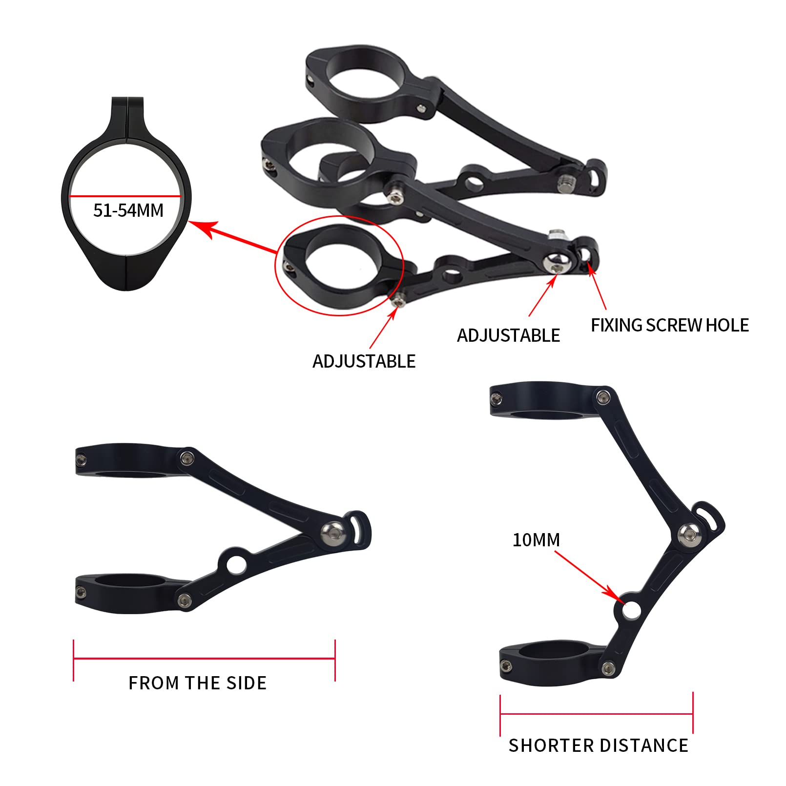 7 Inch CNC Motorcycle Headlight Housing Bucket with Side Mount Bracket - 51-54MM Fork Tube Holder Clamps for Harley, Cruiser & Chopper Bikes - Durable Aluminum Alloy Headlight Bucket for Night Riding & Custom Builds