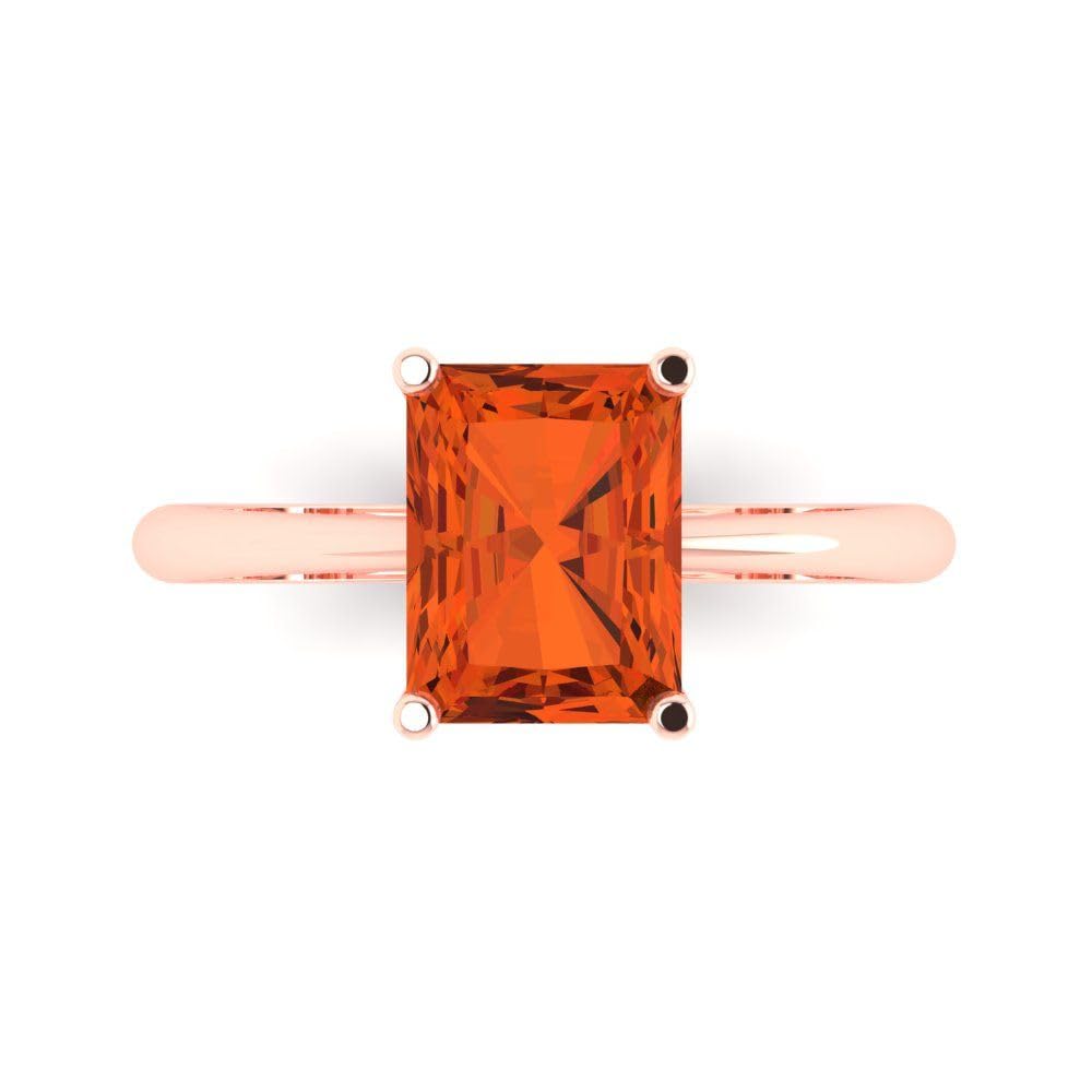 2.5ct Radiant Cut Red Simulated Diamond Engagement Ring - 18K Rose Gold Solitaire Wedding Band for Women | Anniversary, Promise & Bridal Jewelry Gift