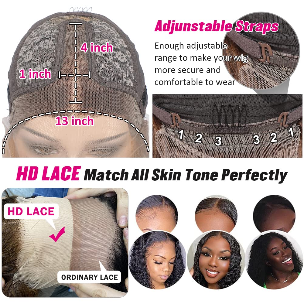 Flady Ombre Lace Front Human Hair Wig - Pre Plucked 4/27 Honey Blonde HD Lace Frontal Wig for Black Women | 150% Density Straight Human Hair Wig | Perfect for Daily Wear, Cosplay & Special Occasions