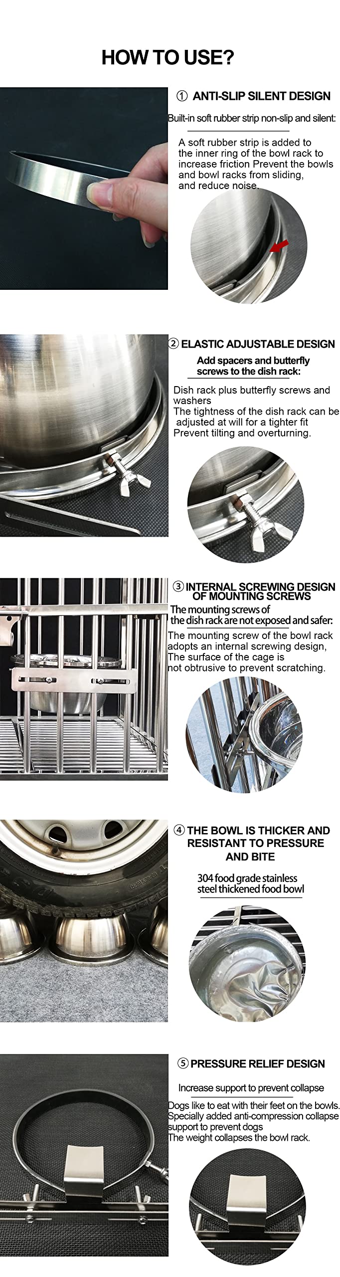 Stainless Steel Dog Hanging Bowl - Durable Removable Non-Slip Pet Food & Water Feeder for Cages (Large 22cm) - Perfect for Travel, Kennels & Outdoor Use