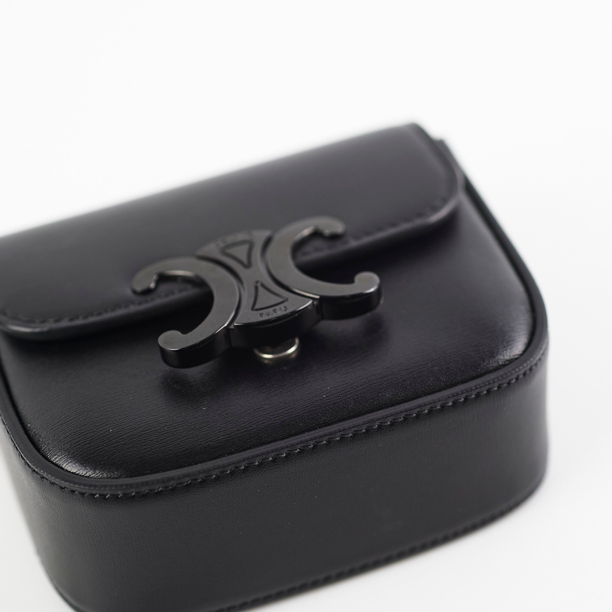 Celine Mini Triomphe Claude Black Crossbody Bag - Luxury Leather Shoulder Purse for Women | Perfect for Date Night, Office & Evening Events
