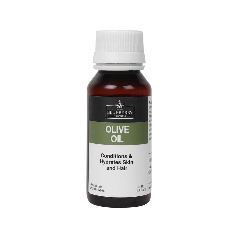 MLSPL BLUEBERRY ORGANICS Olive Oil - 100% Pure Cold Pressed Carrier Oil for Soap Making, Creams, Lotions & Hair Care | 50ml | Natural Moisturizer for Skin & DIY Beauty Products | Perfect for Aromatherapy, Massage & Homemade Cosmetics
