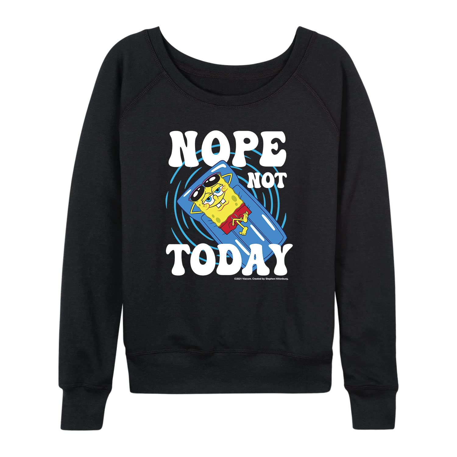 HYBRID APPAREL SpongeBob SquarePants 'Nope Not Today' Women's French Terry Pullover Hoodie | Funny Cartoon Sweatshirt for Casual Wear, Gifts & Pop Culture Fans