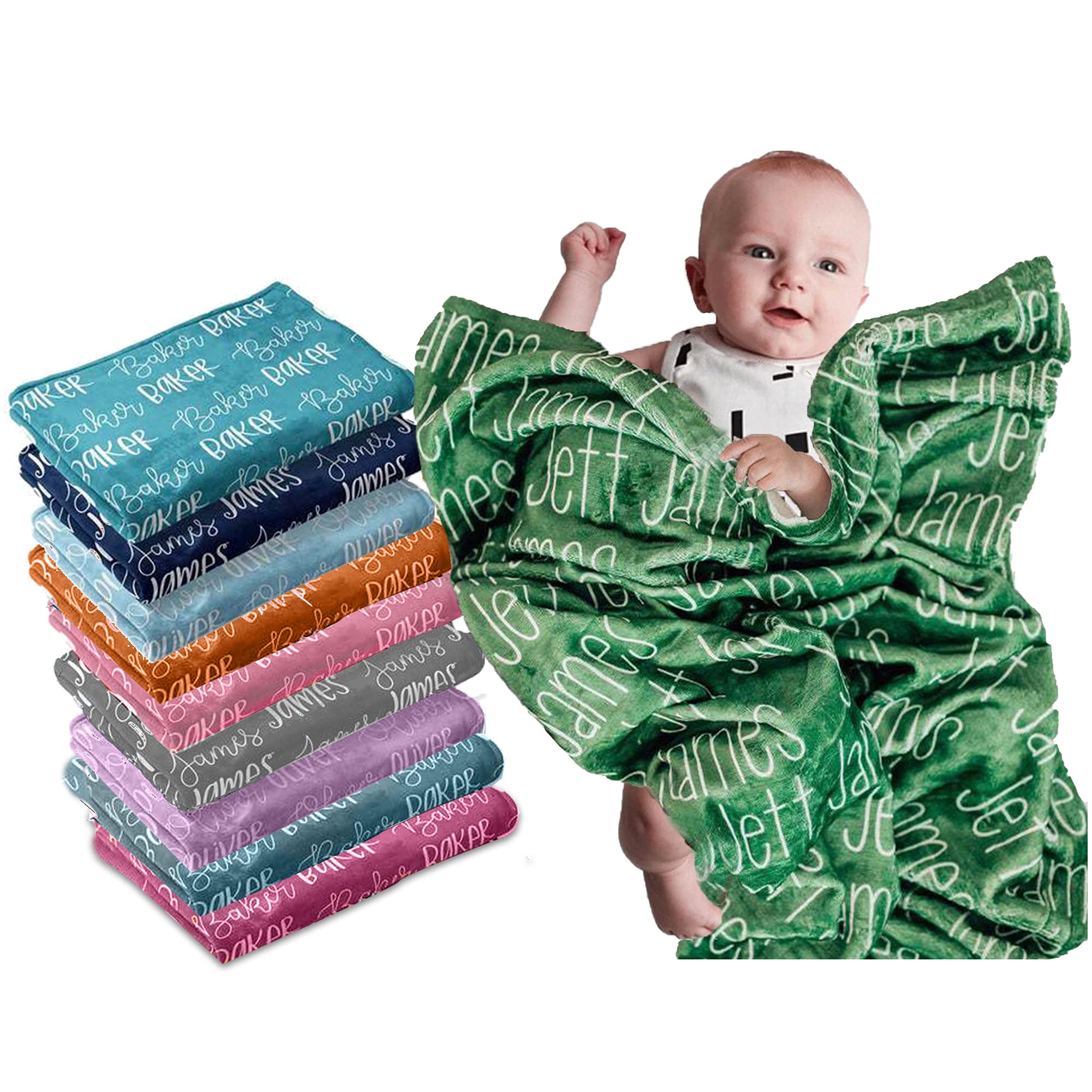 Personalized Baby Blanket for Boys & Girls - Custom Name Baby Blanket Gift for Newborns, Infants & Toddlers - Soft Nursery Blanket for Crib, Stroller & Photo Shoots