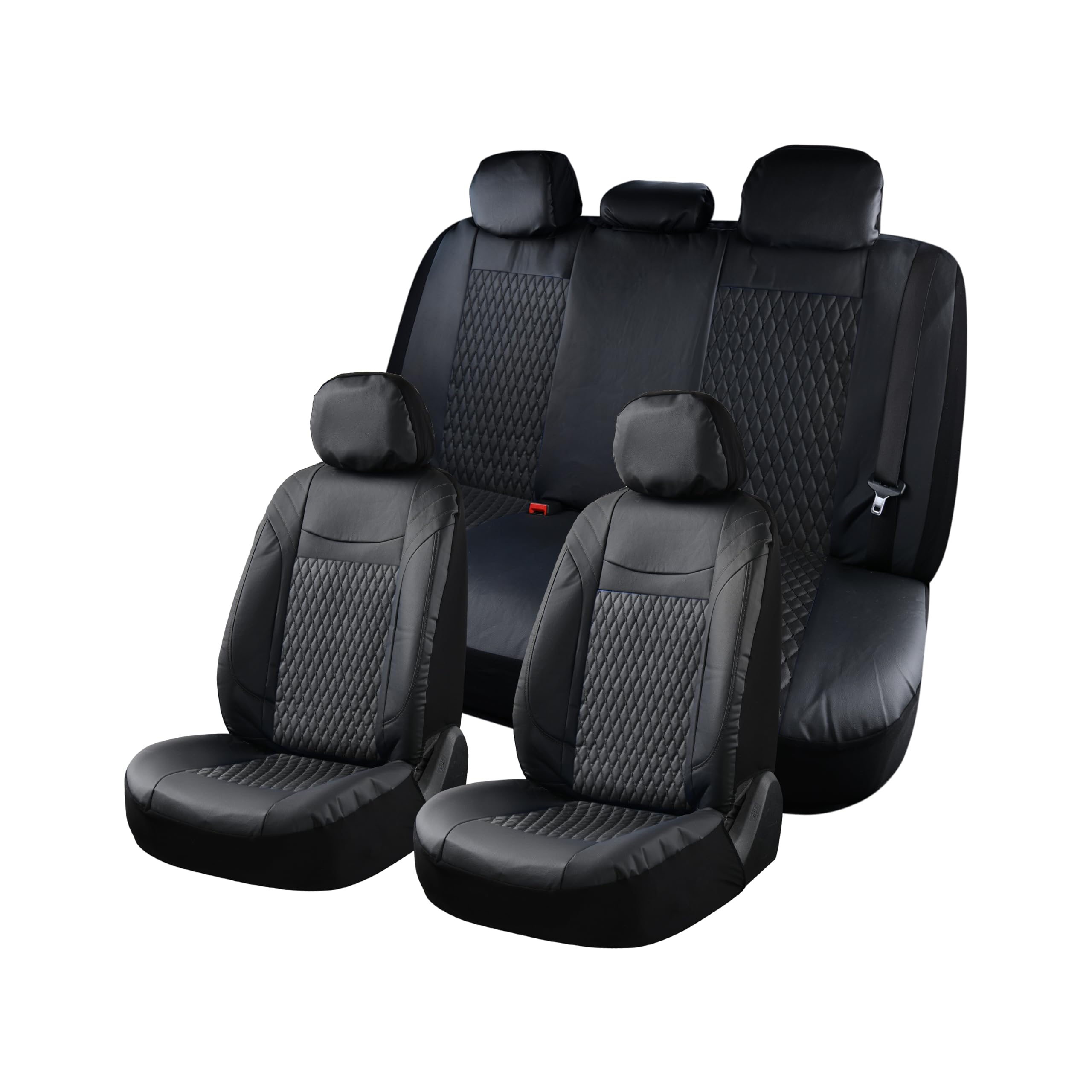 Universal 11-Piece PVC Car Seat Covers Full Set - Front & Rear Seat Protectors for Most Vehicles | Waterproof, Durable & Easy to Clean | Perfect for Daily Commute, Road Trips & Pet Protection (Black)