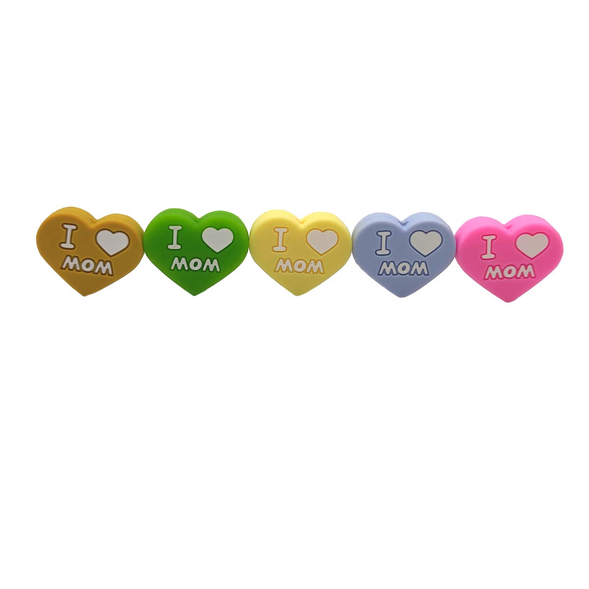 10pcs Silicone Heart Beads for DIY Keychains & Pens - Gift for Mom/Dad - Home & Office Use