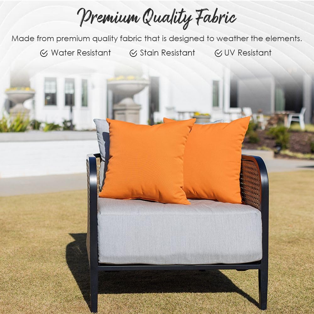 Square Throw Pillows Set of 2 - 20x20 All-Weather Outdoor Pillows for Patio - Fade & Water Resistant - Goldcoast Twilight