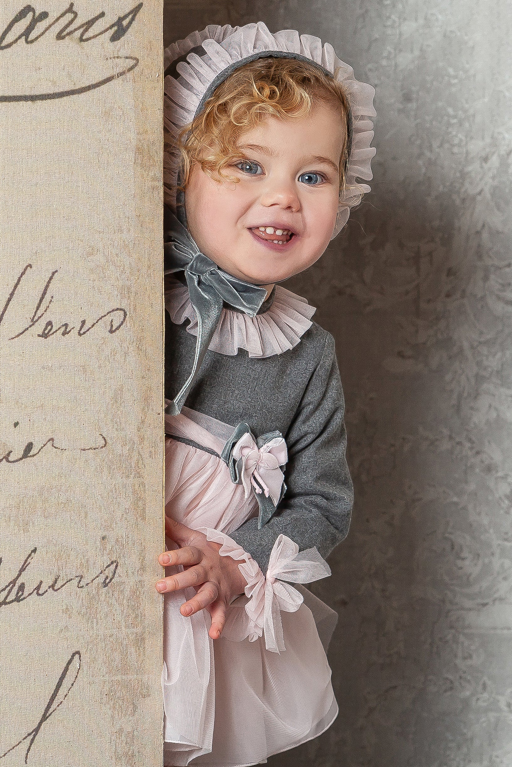 Violette Grey & Pink Tulle Dress Set for Girls - Elegant Party Dress with Floral Embroidery | Perfect for Birthday, Wedding, and Special Occasions