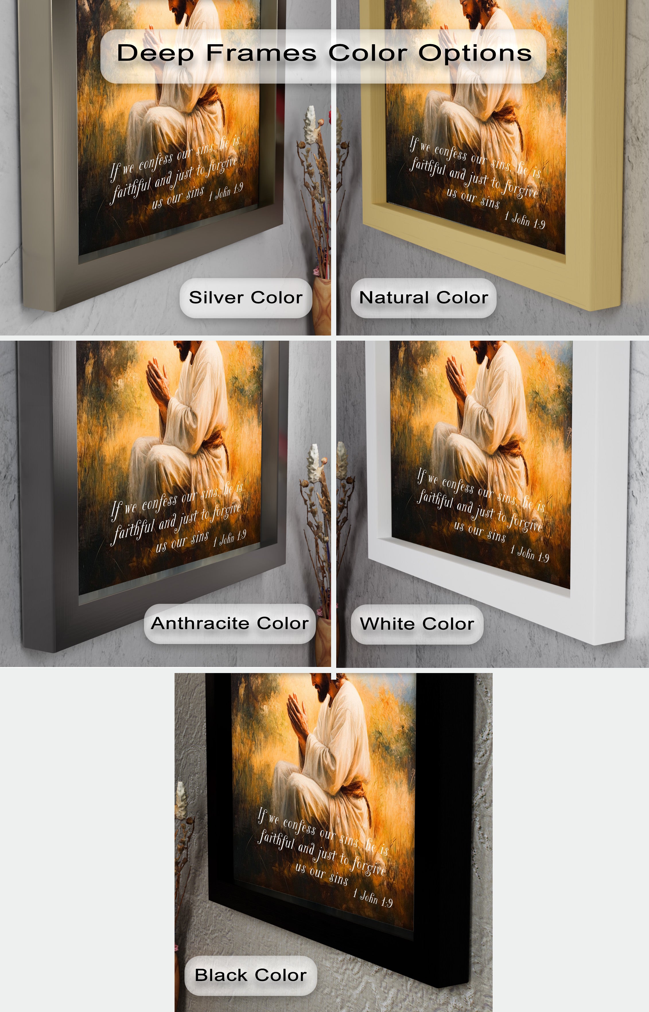 1 John 1:9 Bible Verse Oil Painting - Christian Scripture Wall Art for Home Decor, Church & Prayer Room - Divine Forgiveness Scripture Artwork