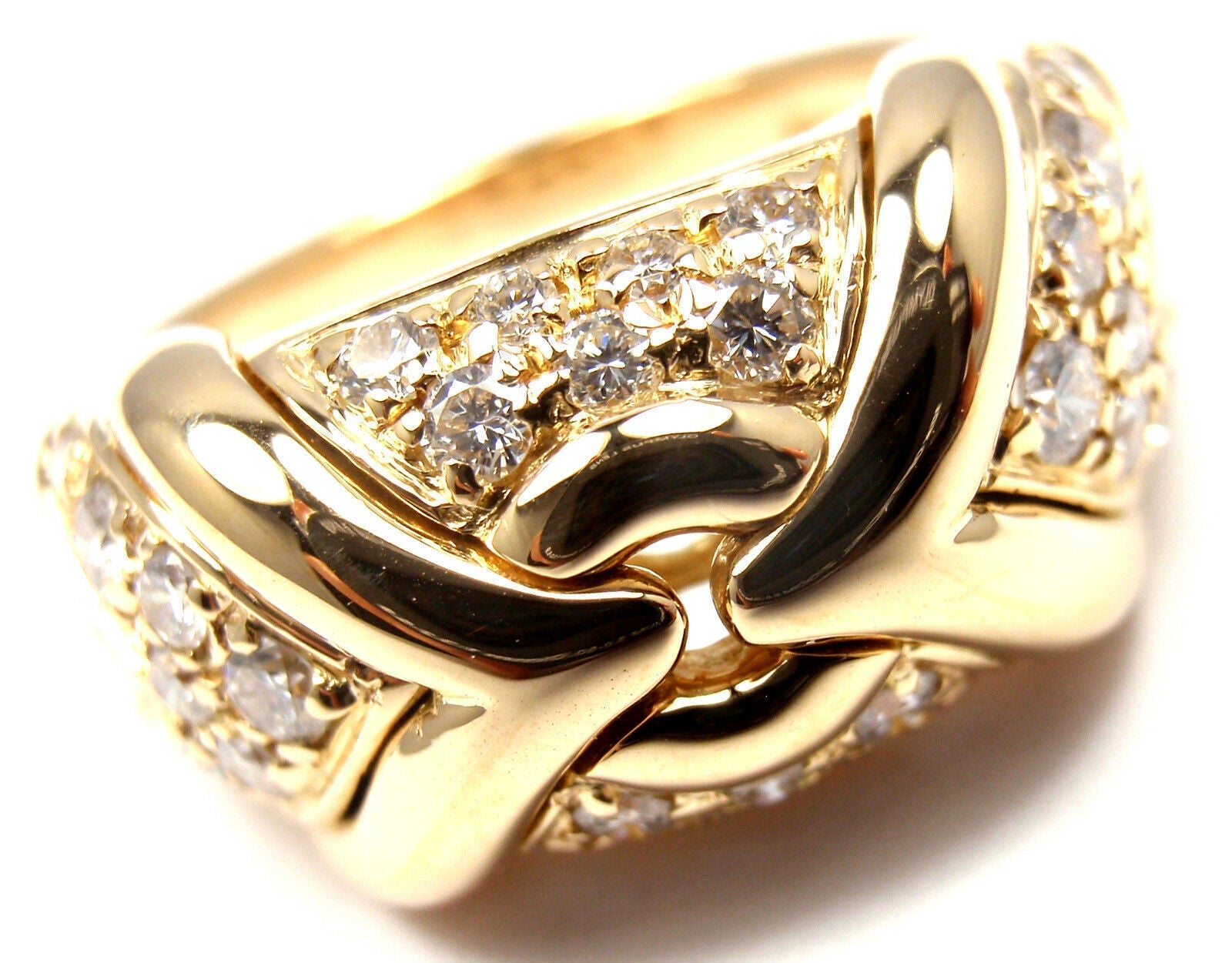 Authentic Bulgari Bvlgari 18k Yellow Gold Diamond Band Ring for Women - Luxury Wedding, Engagement & Anniversary Jewelry Gift