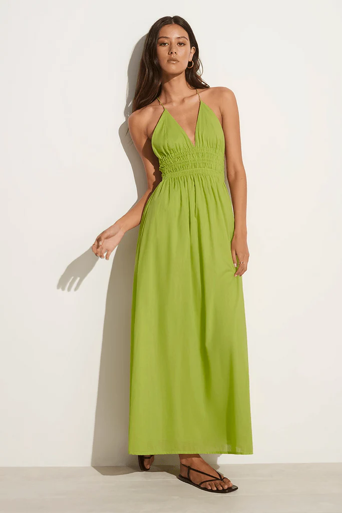 Bisetta Maxi Dress - Flowy Summer Dress for Women, Kiwifruit Print, Boho Chic Style - Perfect for Beach Vacations, Parties & Casual Outings