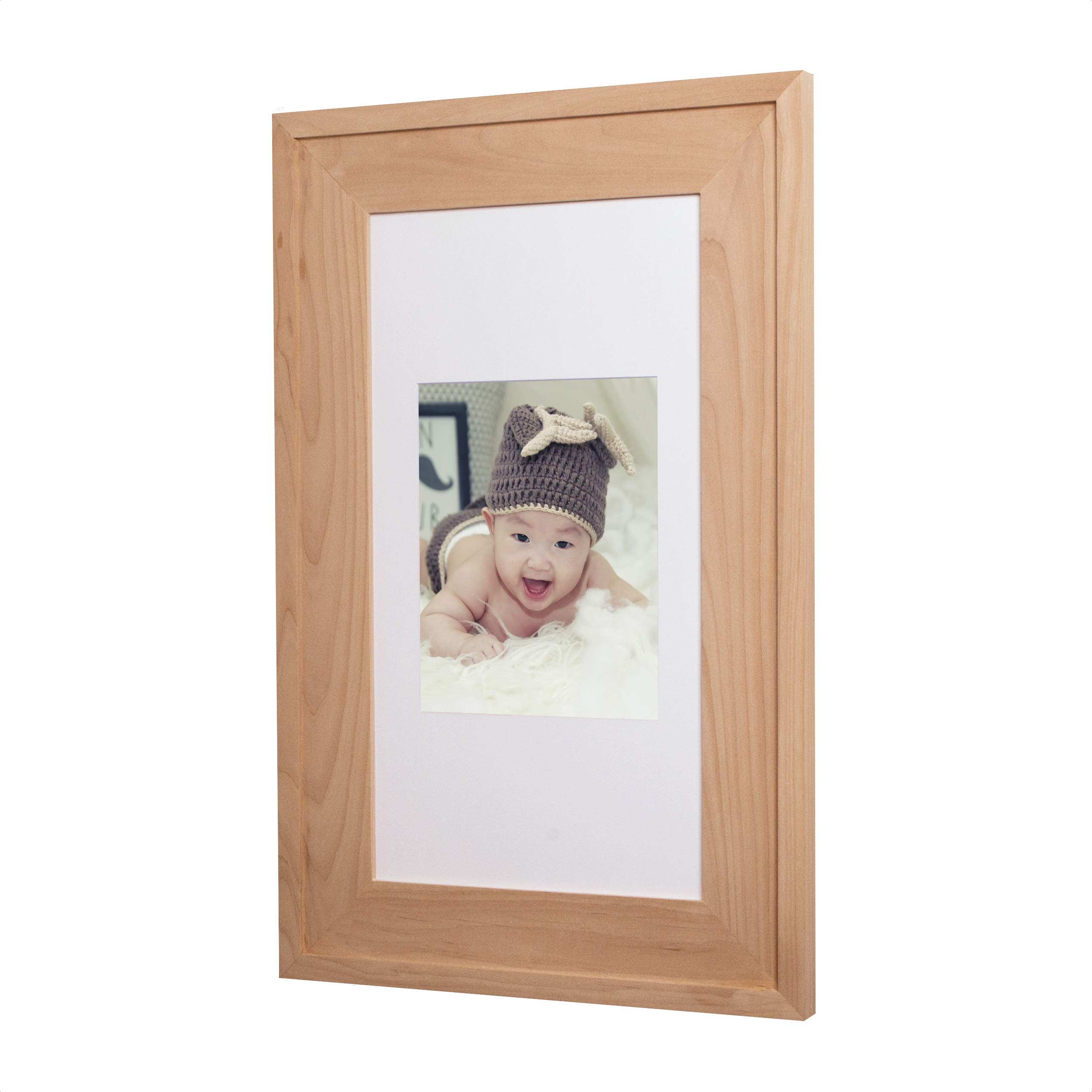Fox Hollow Furnishings 14x24 Inch Recessed Medicine Cabinet - Solid Wood, No MDF, Adjustable Shelves, Unfinished Raised Edge - Concealed Picture Frame Design for Bathroom Wall Mount - Made in North America - Perfect for Small Bathrooms, Powder Rooms & Vanity Storage