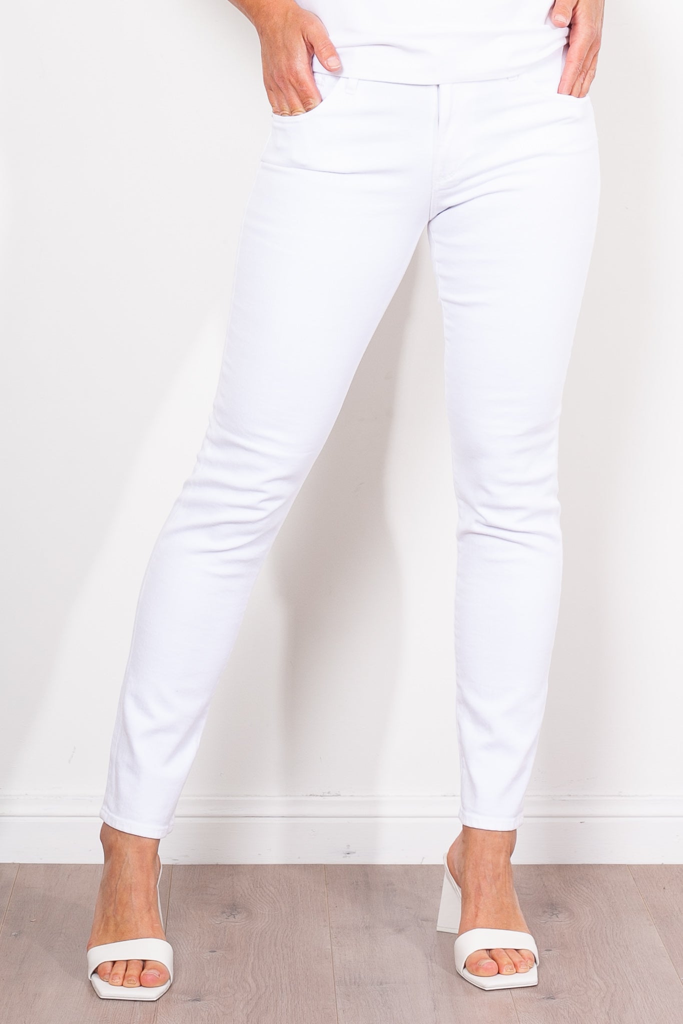 AG Jeans Prima Cigarette Leg White - Slim Fit High Waisted Stretch Denim Pants for Women | Perfect for Casual Wear, Office & Night Out