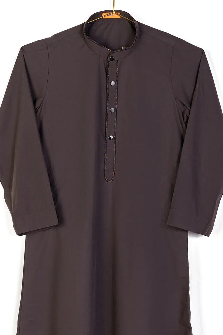 Premium Blended Dark Brown Jubba by J. Junaid Jamshed - Elegant Islamic Abaya for Men - Perfect for Eid, Friday Prayers & Special Occasions