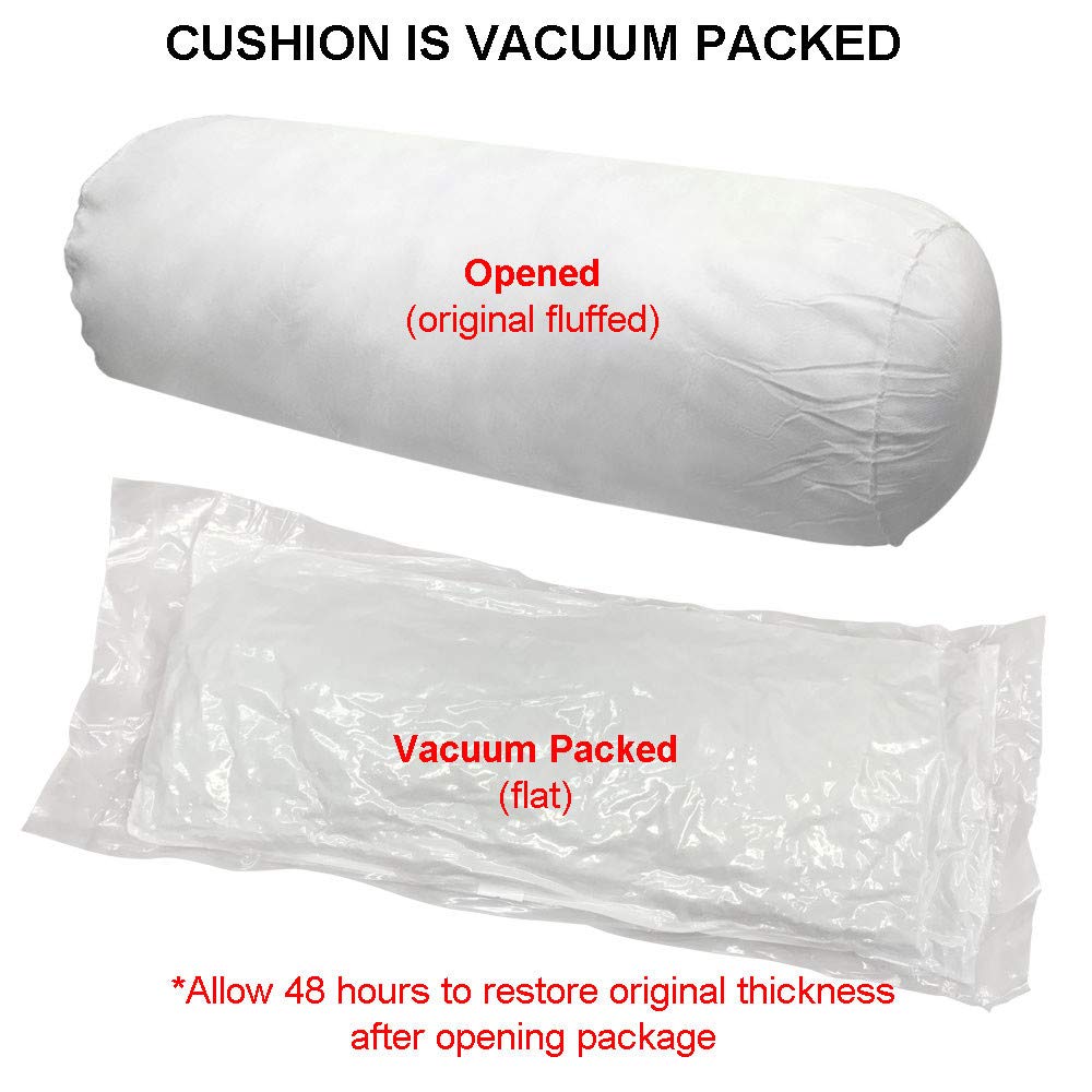 Full Size Bolster Pillow Cushion with Polyester Fiberfill - Support Pillow for Back, Neck & Legs - Perfect for Bed, Sofa, Yoga & Meditation - Style 6 Insert ONLY