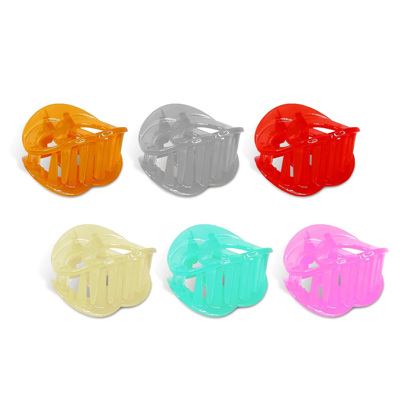 Elegant Round Plastic Hair Claw Clips for Women - 6 Pack Multicolor Hair Clips for Ponytail, Bun & Updo Hairstyles - Non-Slip Grip for Daily Use, Work & Special Occasions