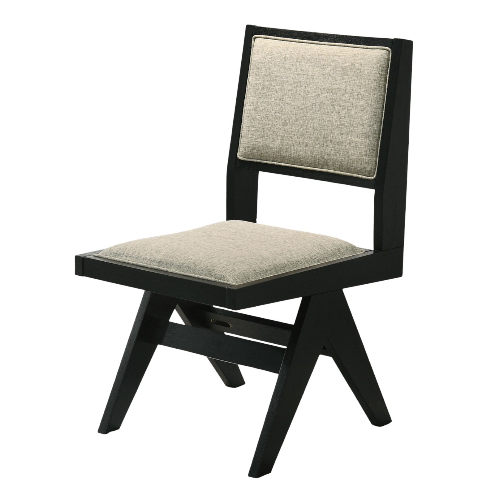 Modern Black 2-Piece Dining Side Chairs with Light Gray Fabric Upholstery - Armless Contemporary Dining Room Chairs for Small Spaces & Breakfast Nooks