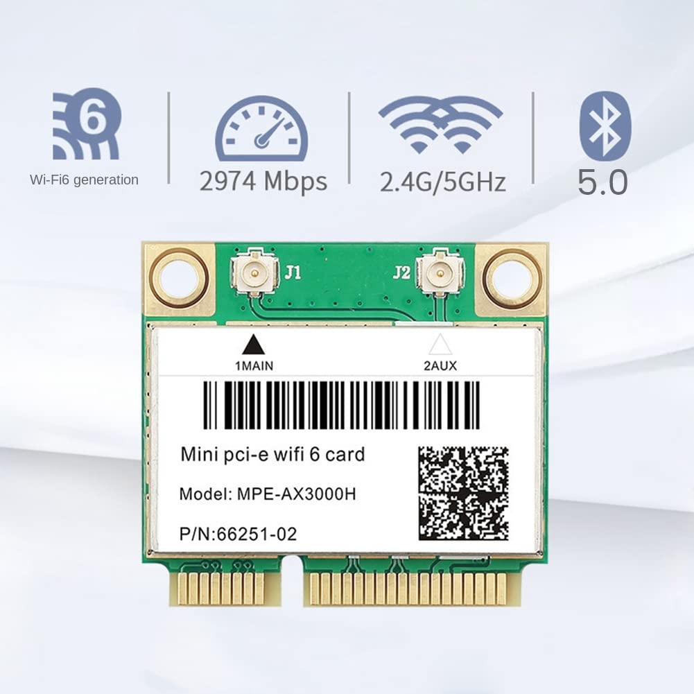 iFutniew WiFi 6E AX3000H Wireless Network Card - 3000Mbps Mini PCIE Adapter with BT 5.2, Green Plastic Design for Desktop/Laptop (Windows 10/11) - Perfect for Gaming, Streaming & High-Speed Internet Connectivity