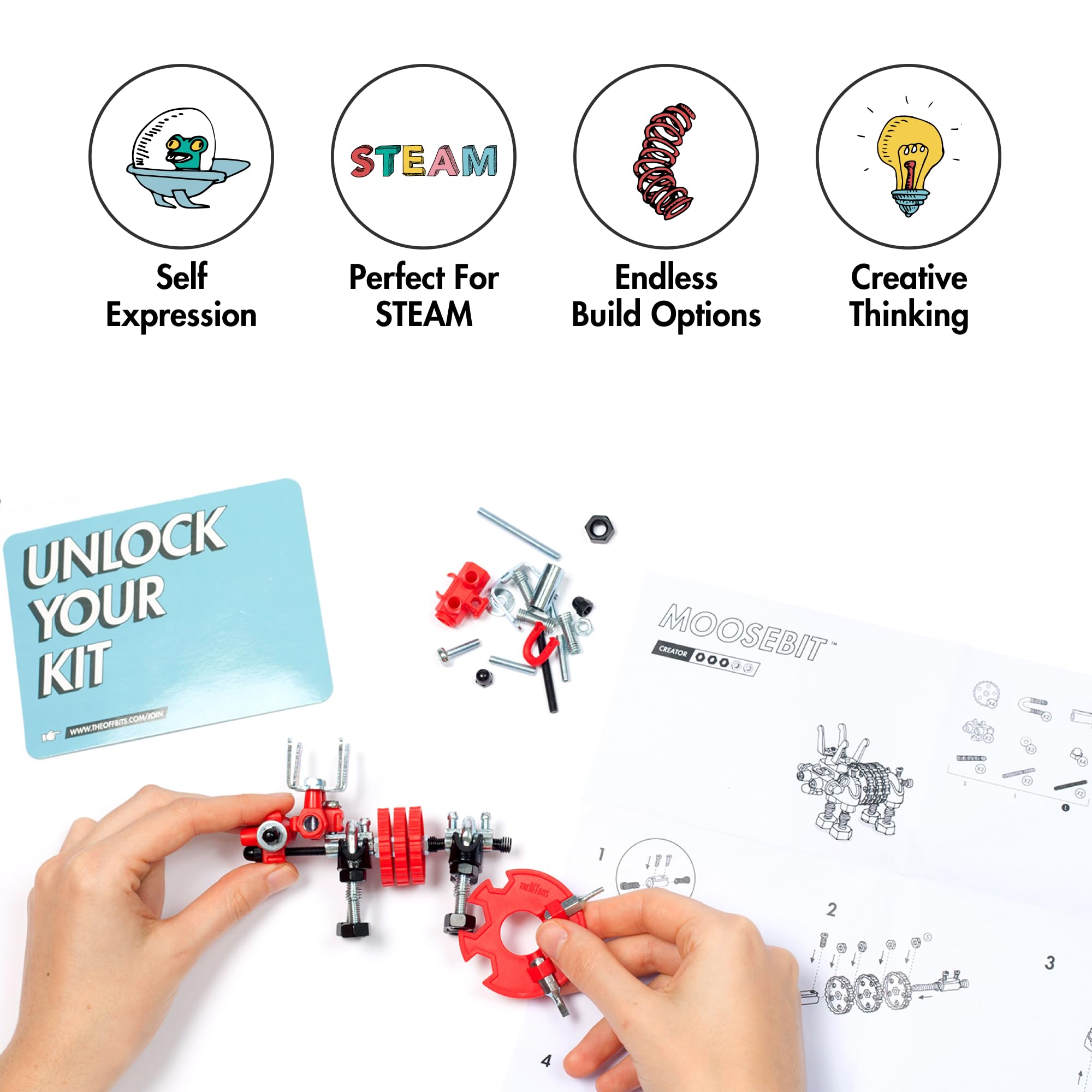 The Off Bits STEM Building Toys Kit - DIY Robot Construction Set for Kids Ages 6-9 | Educational Engineering Toys for Boys & Girls | Creative Animal Robot Building Kit | Perfect STEM Learning Gift for Easter, Birthday & Classroom Activities