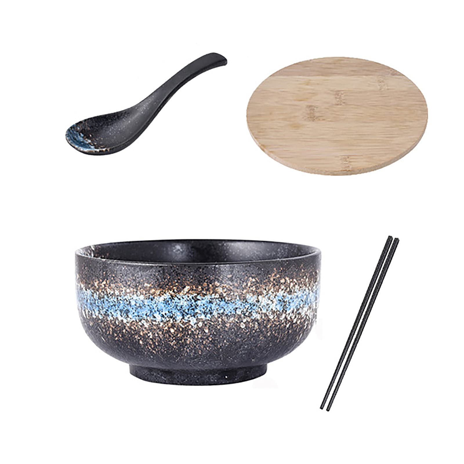 Japanese Style Ceramic Ramen Bowl - 50oz Large Capacity Vintage Noodle Bowl with Chopsticks & Spoon, Perfect for Ramen, Udon, Pho, Salad & Soup - Ideal for Home Dining, Restaurant Use & Gift Giving