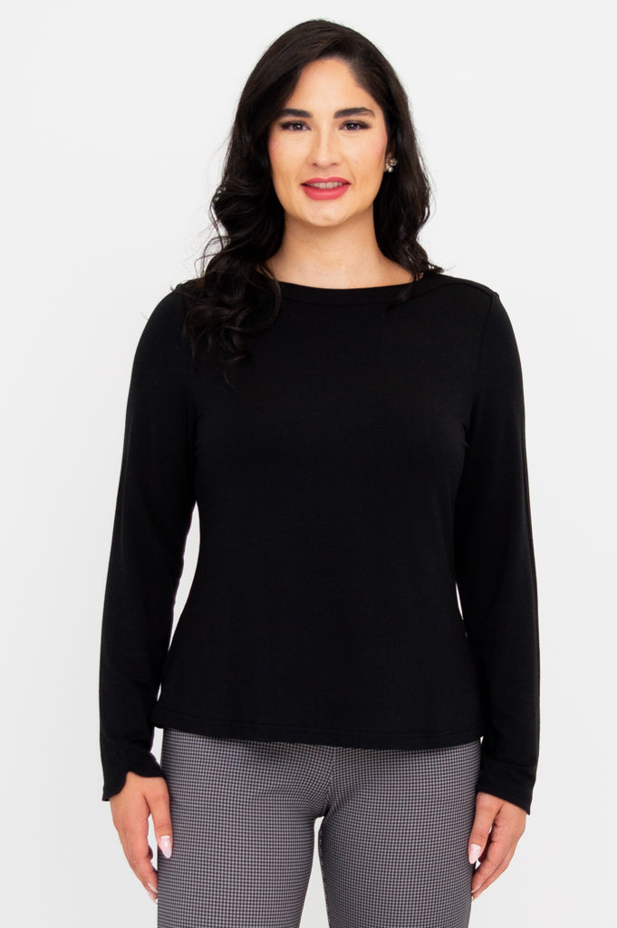 Mona Women's Bamboo V-Neck Top - Soft & Breathable Black Shirt for Casual Wear & Summer Outfits