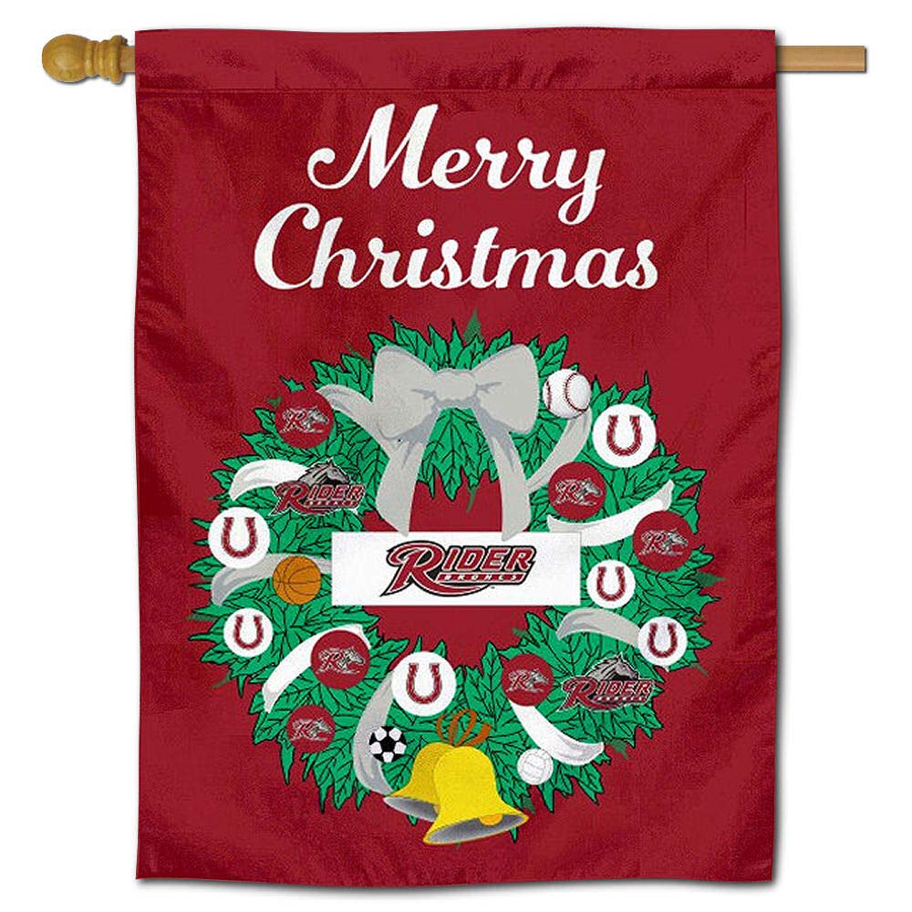 Rider Broncs Happy Holidays Christmas Banner Flag - Decorative Pennant for College Sports Fans, Dorm Room, Game Day & Festive Party Decor