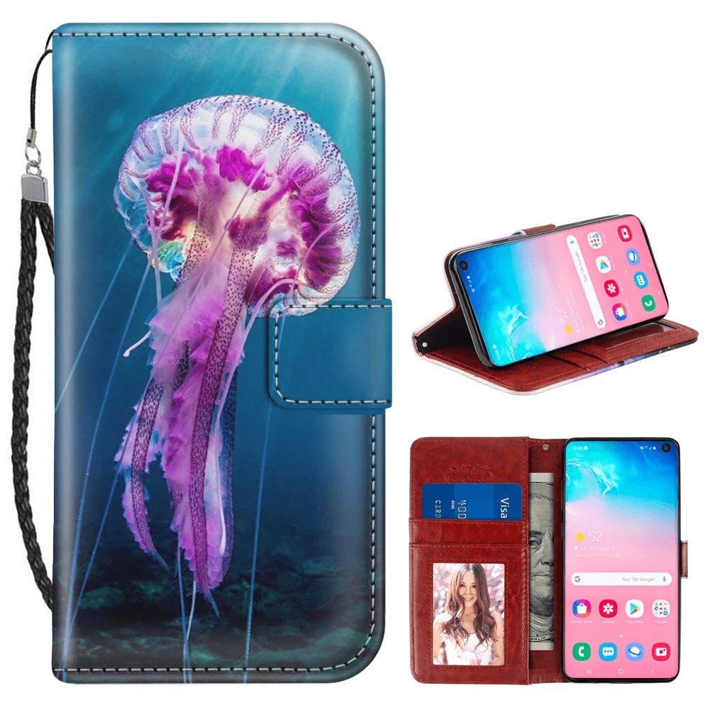 Samsung Galaxy S10 Wallet Case - PU Leather Card Holder with Kickstand & Wrist Strap | Slim Protective Phone Cover for Galaxy S10 | Perfect for Work, Travel & Everyday Use