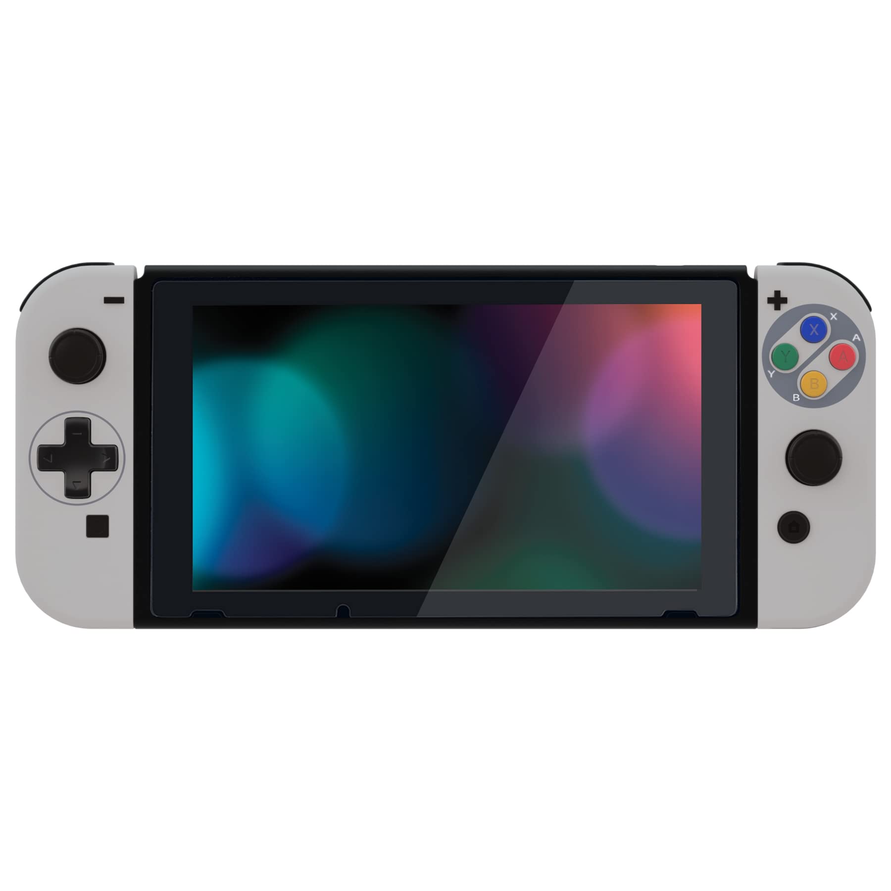 eXtremeRate Replacement Shell with D-Pad Buttons for Nintendo Switch Joycon (D-Pad Version) - Custom SNES Classic Design for Nintendo Switch & OLED Joycon - Perfect for Retro Gaming & Controller Customization