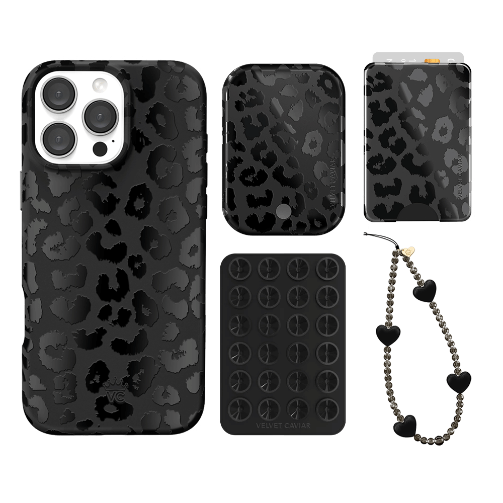 Black Leopard Print iPhone Case with Wallet Holder - Stylish & Functional Phone Accessory for Women & Men | Perfect for Everyday Use, Travel & Shopping