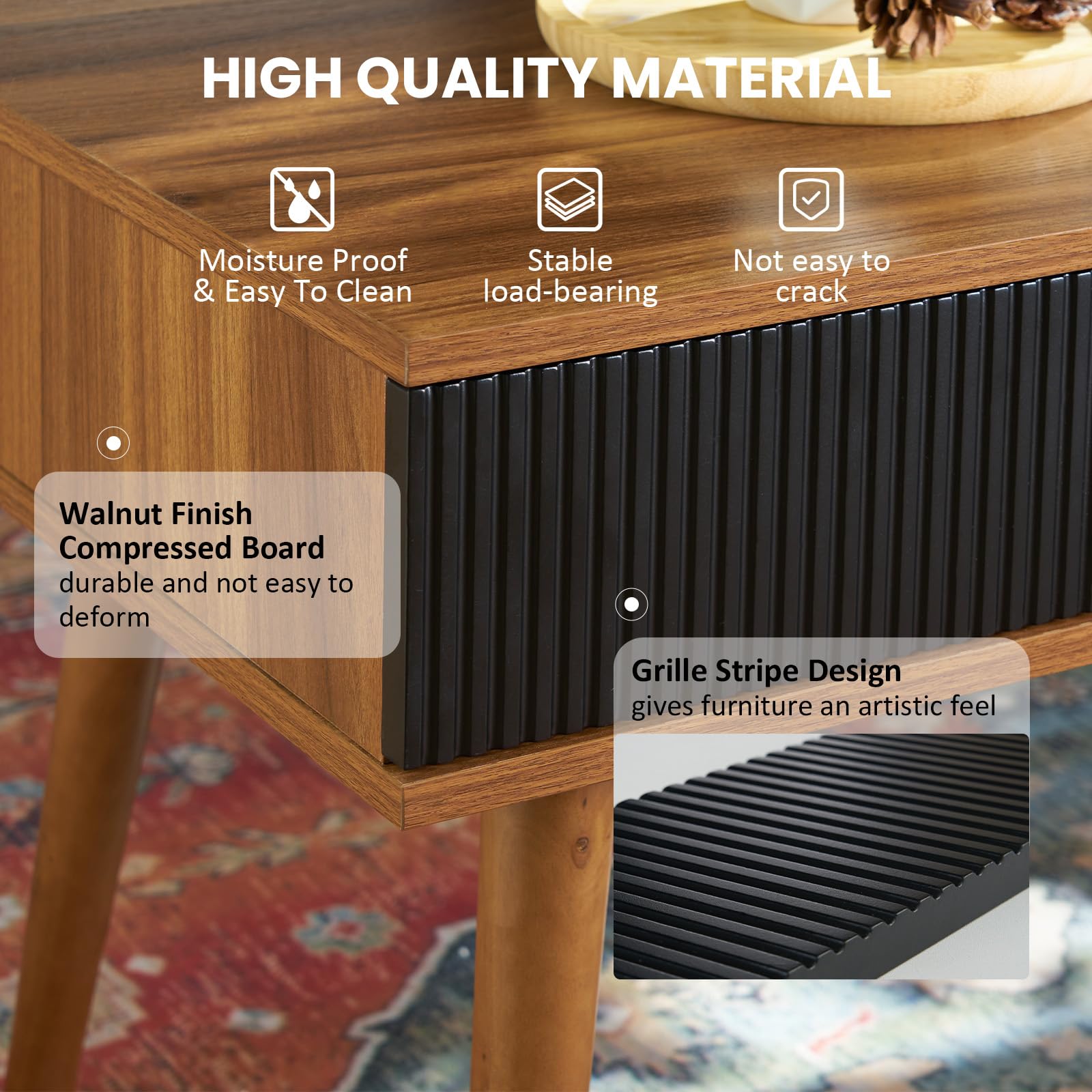 Artswish Mid Century Modern Coffee Table with Drawer & Open Storage - Walnut Wood Living Room Table for Home Decor | Perfect for Small Spaces, Apartments & Cozy Living Rooms