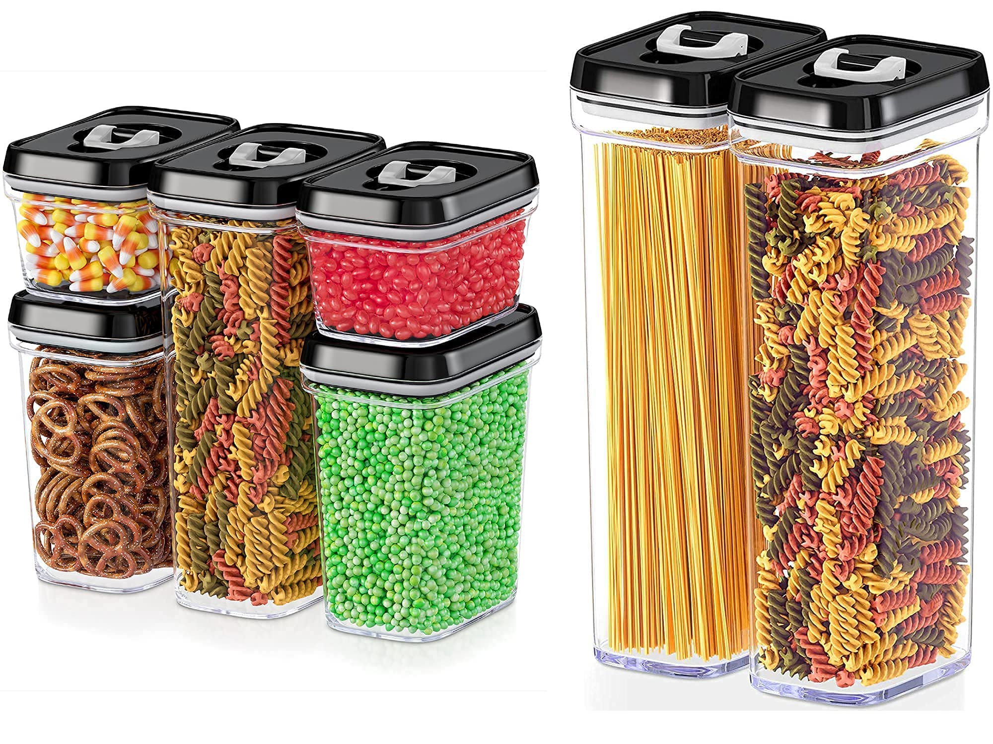 DWËLLZA 7-Piece Airtight Food Storage Containers - BPA-Free for Pasta, Snacks & More - Kitchen Pantry Organization