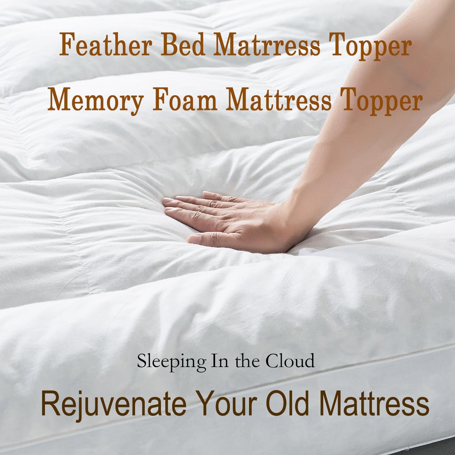 Premium 5 Inch Duck Feather Bed Mattress Topper Full Size - 100% Cotton, 2500GSM Overfilled Pillow Top - Hotel Collection Luxury Bedding - 54x75 Inches Bright White - Perfect for Guest Rooms, Master Bedrooms & Luxury Hotels