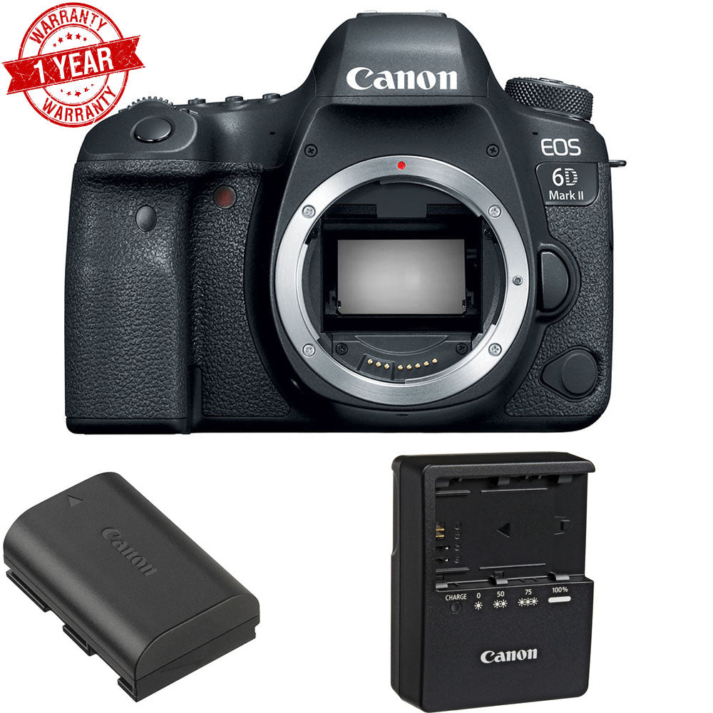 Canon EOS 6D Mark II DSLR Camera Body Only - 26.2MP Full Frame CMOS Sensor, 45-Point AF System, 4K Video - Perfect for Professional Photography & Travel Vlogging