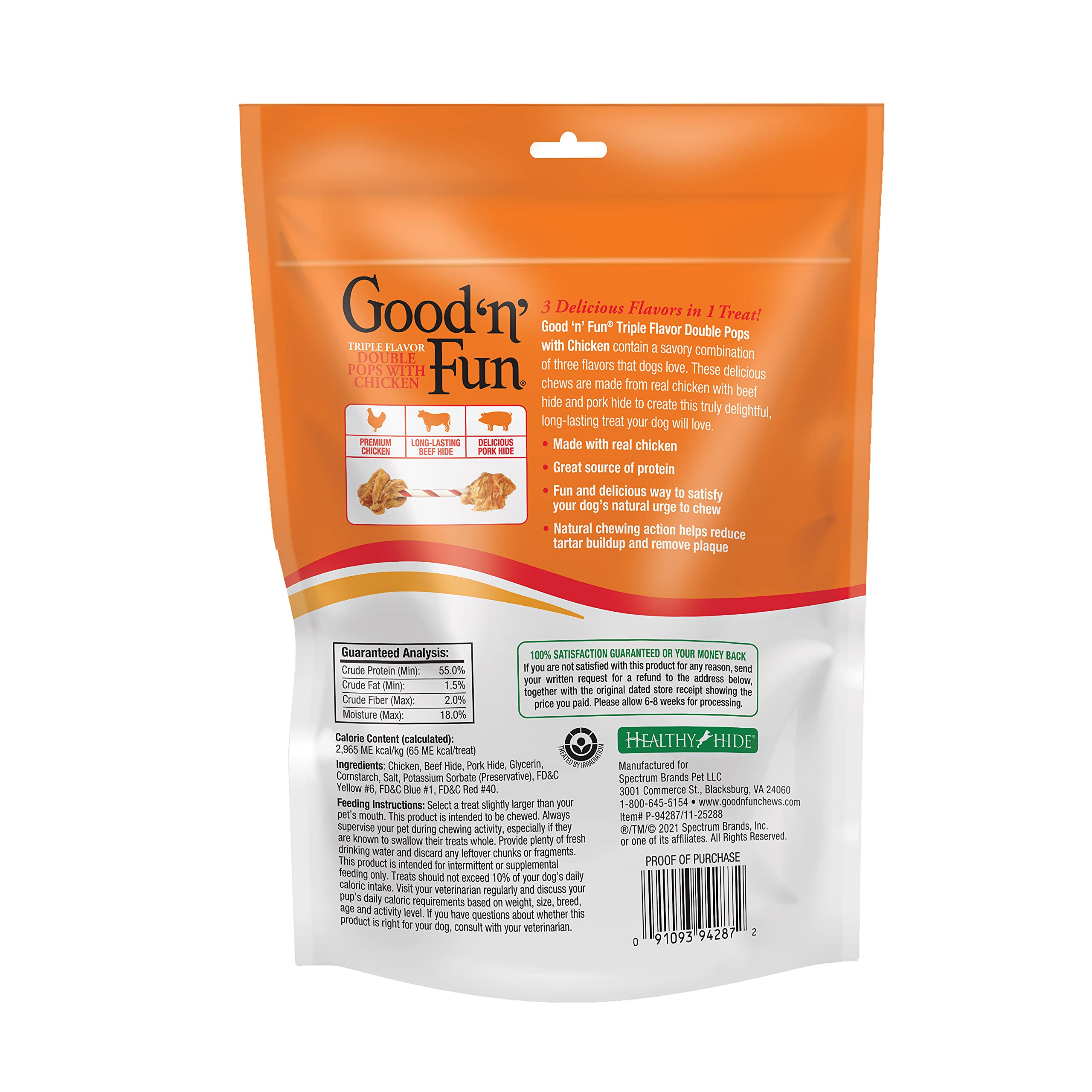 Premium Triple Flavor Double Pops Dog Treats with Chicken - 5.5oz Gourmet Chews for Small & Large Dogs - Perfect for Training, Rewards & Dental Health