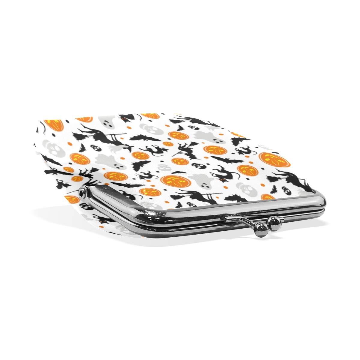 Halloween Witch Pumpkin Bat Ghost Black Cat Cute Coin Purse for Women - Retro Money Pouch with Kiss-lock Buckle, Small Wallet for Cards & Change - Perfect for Trick-or-Treating, Costume Parties & Spooky Gift Giving