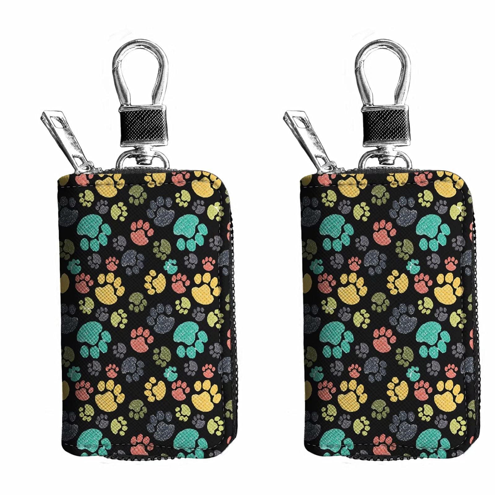 Dolyues 2 Pack Pineapple Print Leather Key Holder - Waterproof Car Key Case with Zipper, Keychain Organizer for Men & Women - Perfect for Car Keys, House Keys, Office Keys (Gift Idea)