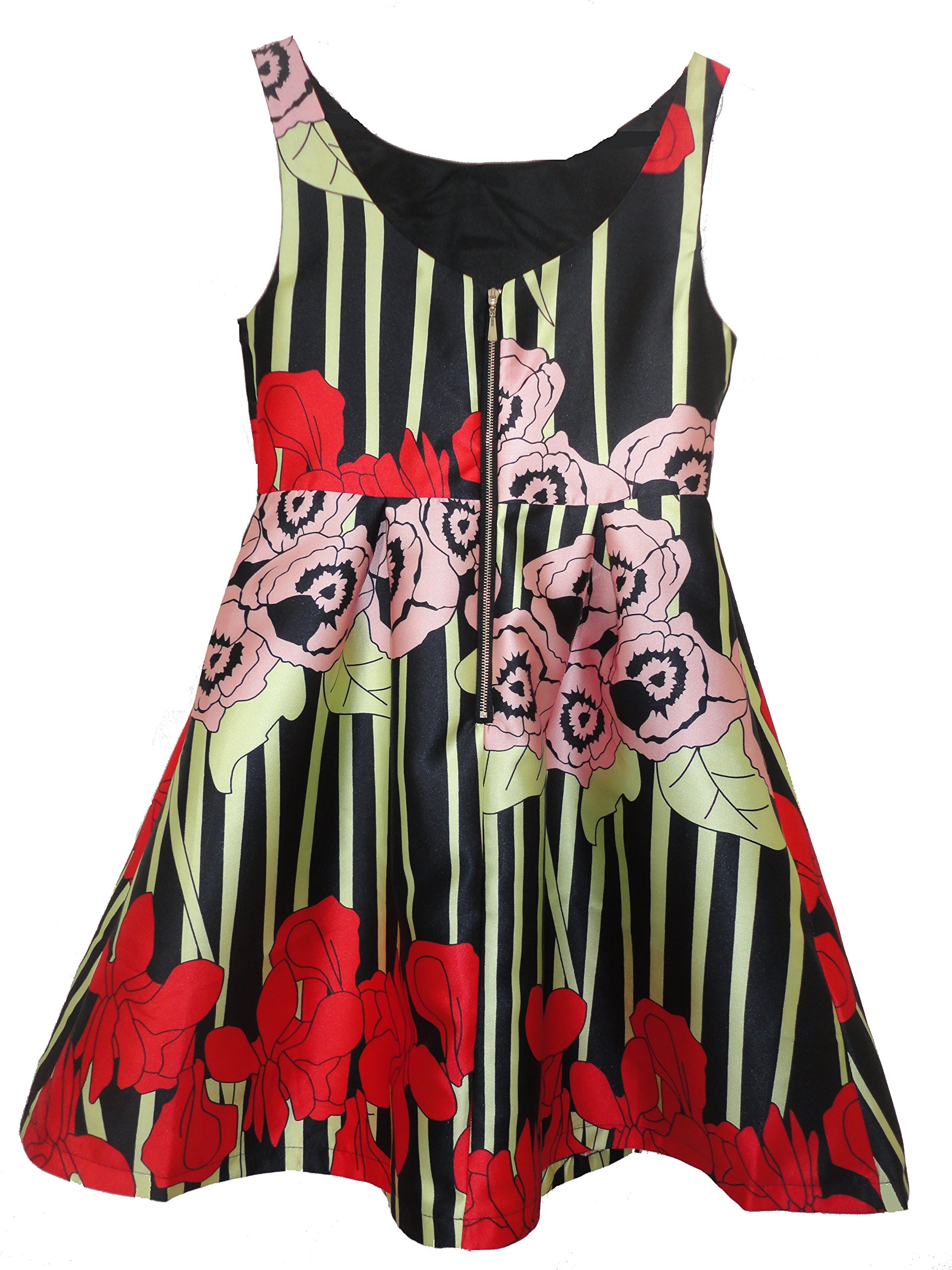 Women's Floral Sleeveless Skater Dress for Cocktail Party, Summer Wedding, Garden Party & Special Occasions