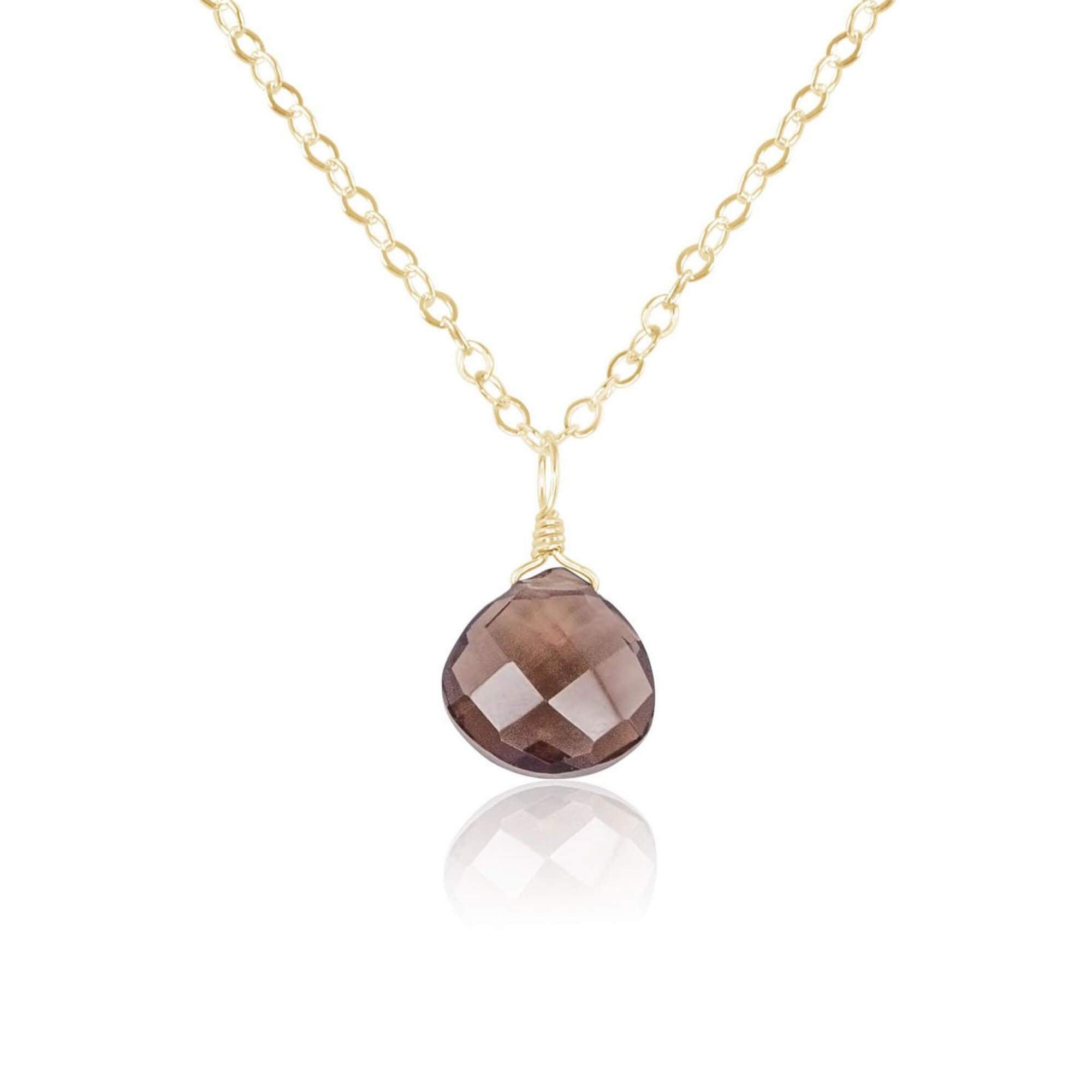 Tiny Smoky Quartz Teardrop Crystal Pendant Necklace - Elegant Healing Stone Jewelry for Women, Perfect for Meditation, Yoga & Spiritual Gifts