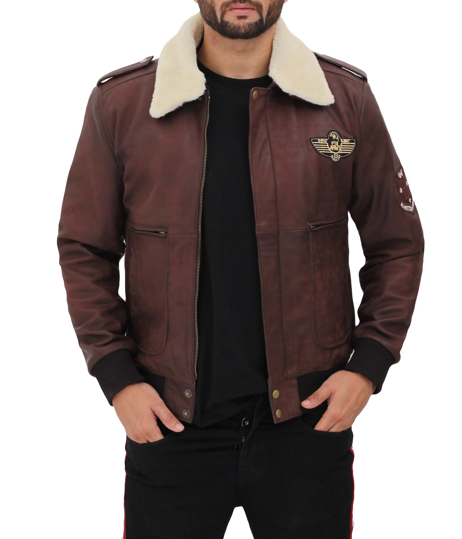 Premium Men's Shearling Leather Jacket - Swedish Bomber Style Genuine Leather Coat for Winter | Warm & Stylish Outerwear for Casual Wear, Motorcycle Riding & Outdoor Adventures