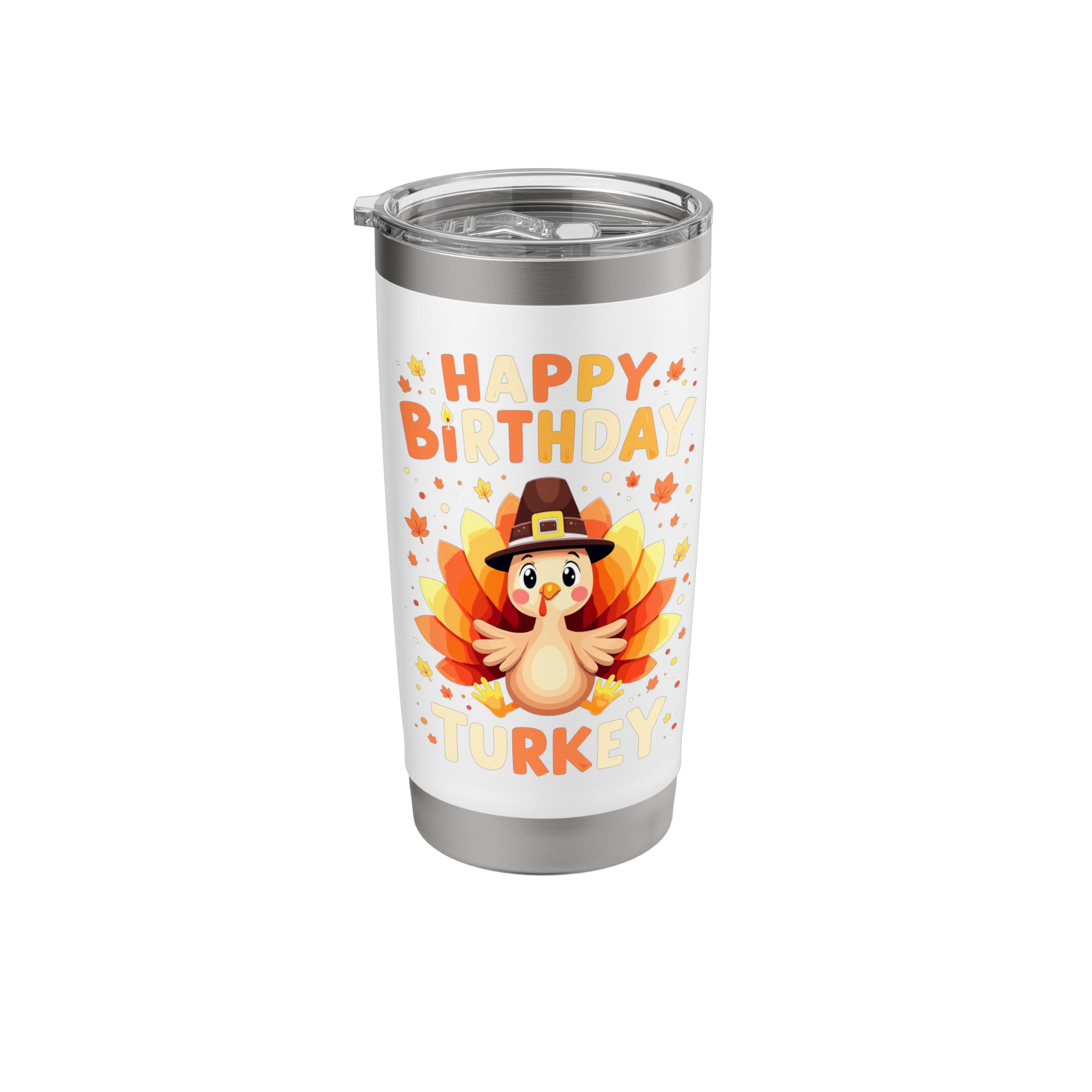Funny Thanksgiving Pilgrim Turkey Stainless Steel Insulated Tumbler - 20oz Double Wall Vacuum Cup for Coffee, Tea & Cold Drinks - Perfect for Holiday Parties, Office Gifts & Birthday Celebrations