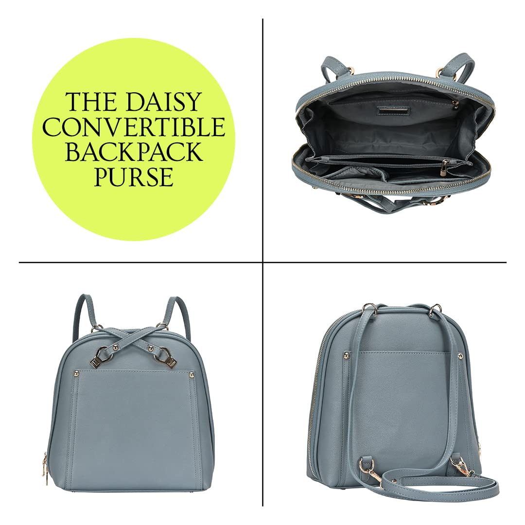 Miztique The Daisy Convertible Backpack Purse for Women - Soft Vegan Leather Crossbody Bag with Adjustable Straps | Perfect for Travel, Work & Everyday Use