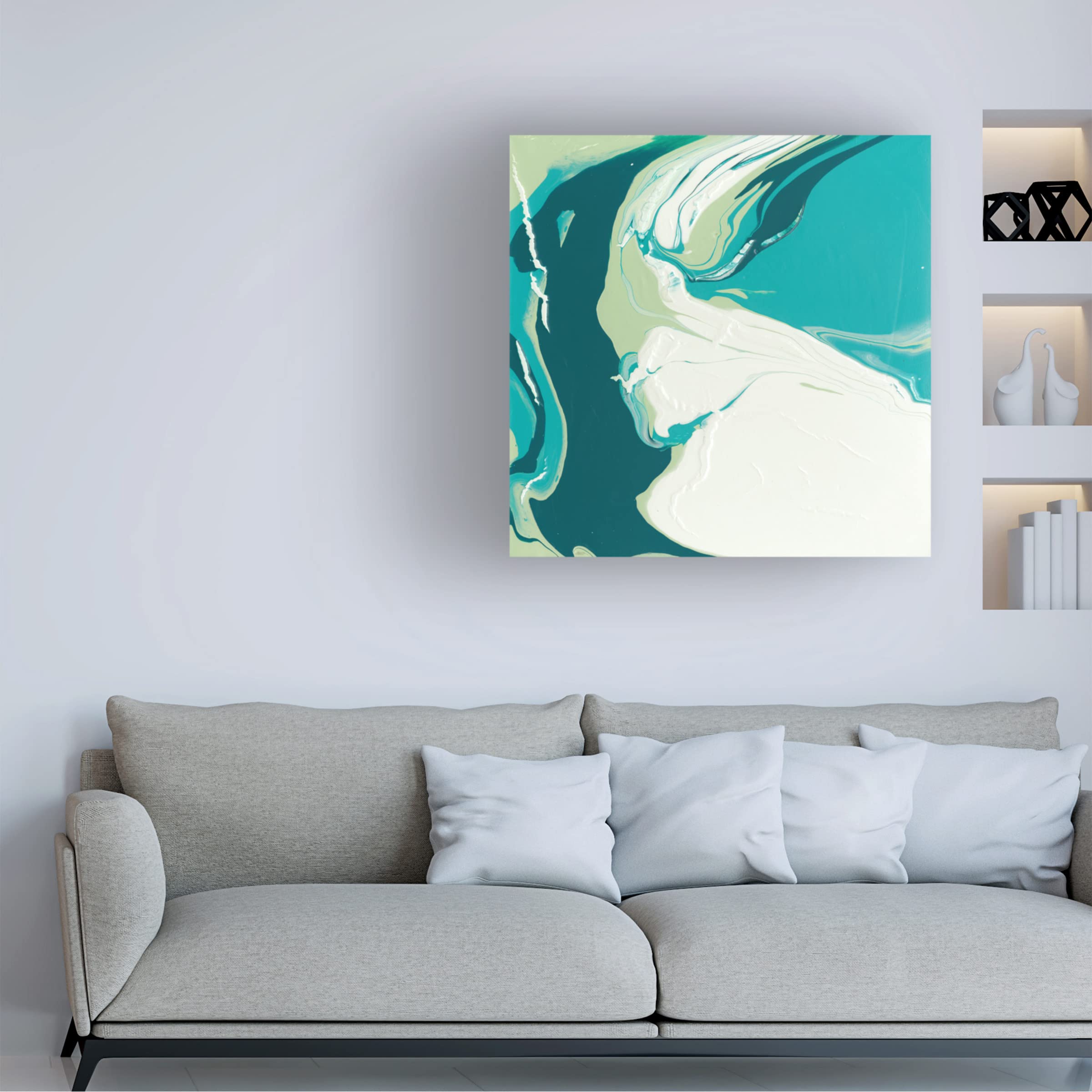 Trademark Fine Art 'Flowing Teal I' Abstract Canvas Painting by Studio W - Modern Wall Art for Living Room, Bedroom & Office Decor