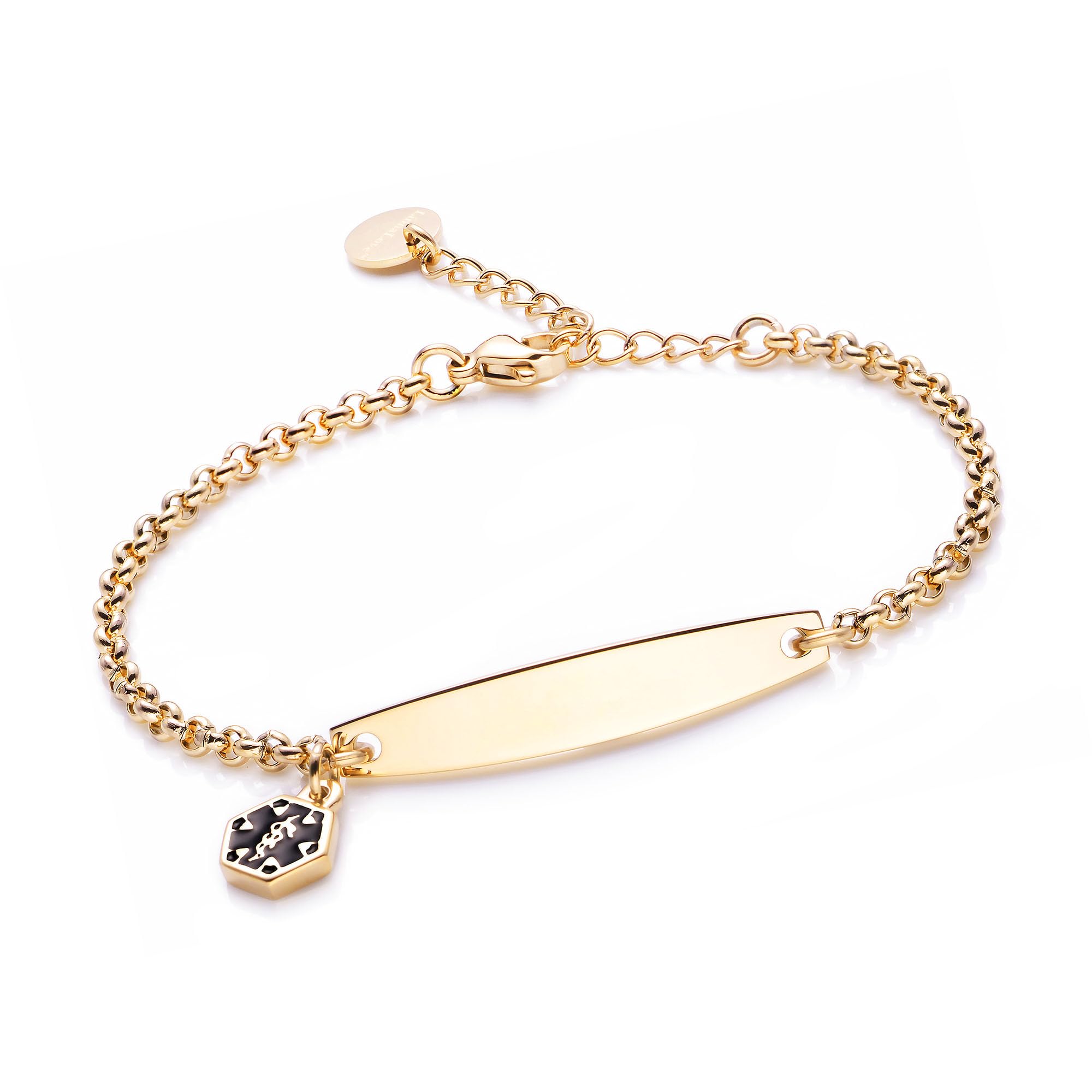 LinnaLove Pre-Engraved Simple Rolo Chain Medical Alert ID Bracelet for Women - Stylish & Functional Safety Jewelry for Everyday Wear, Travel & Emergency Situations