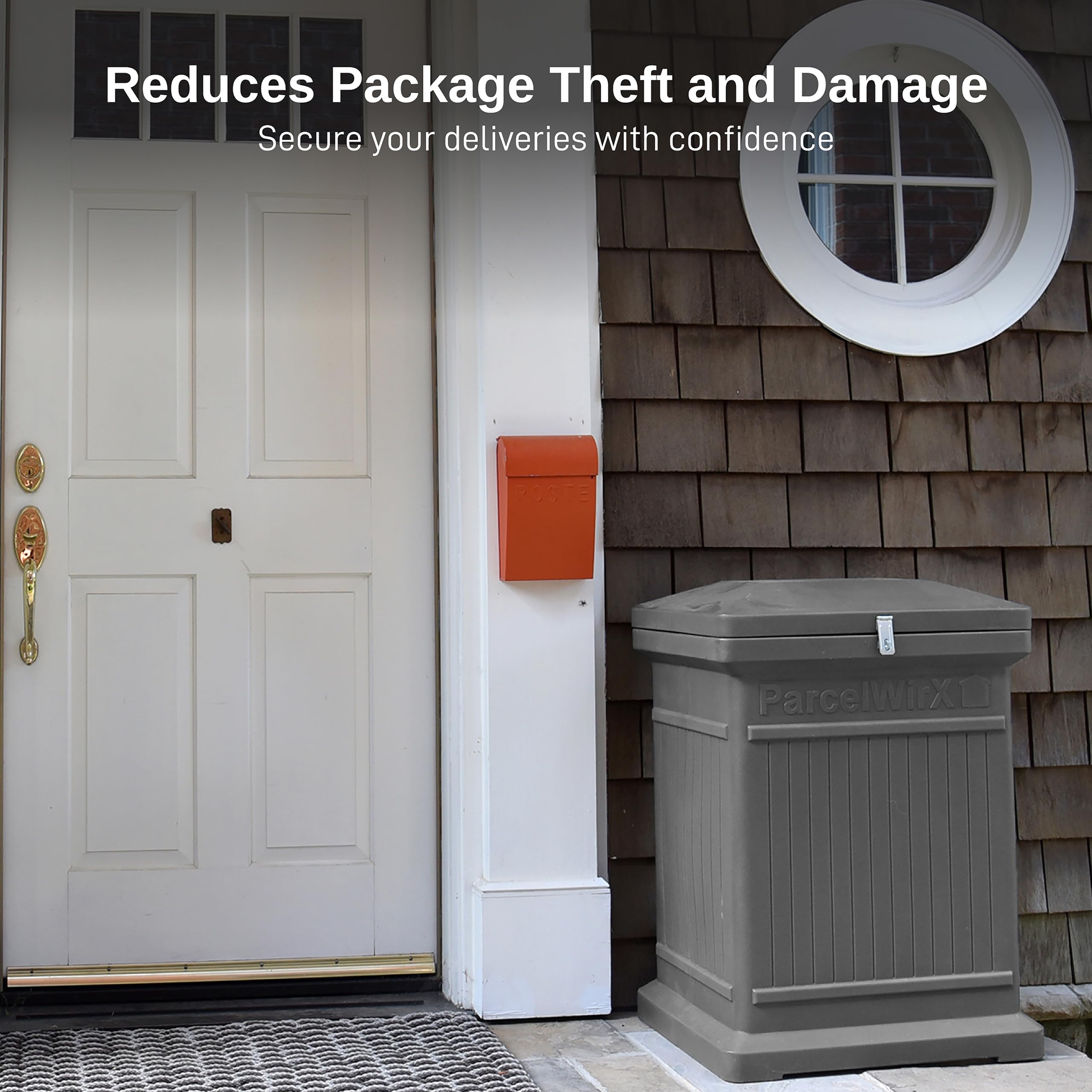 Premium Vertical Storage Cabinet - Lockable Package Delivery Box with Hinged Lid in Graphite | Secure Mail & Parcel Organizer for Home, Office & Porch | Durable Weatherproof Package Drop Box