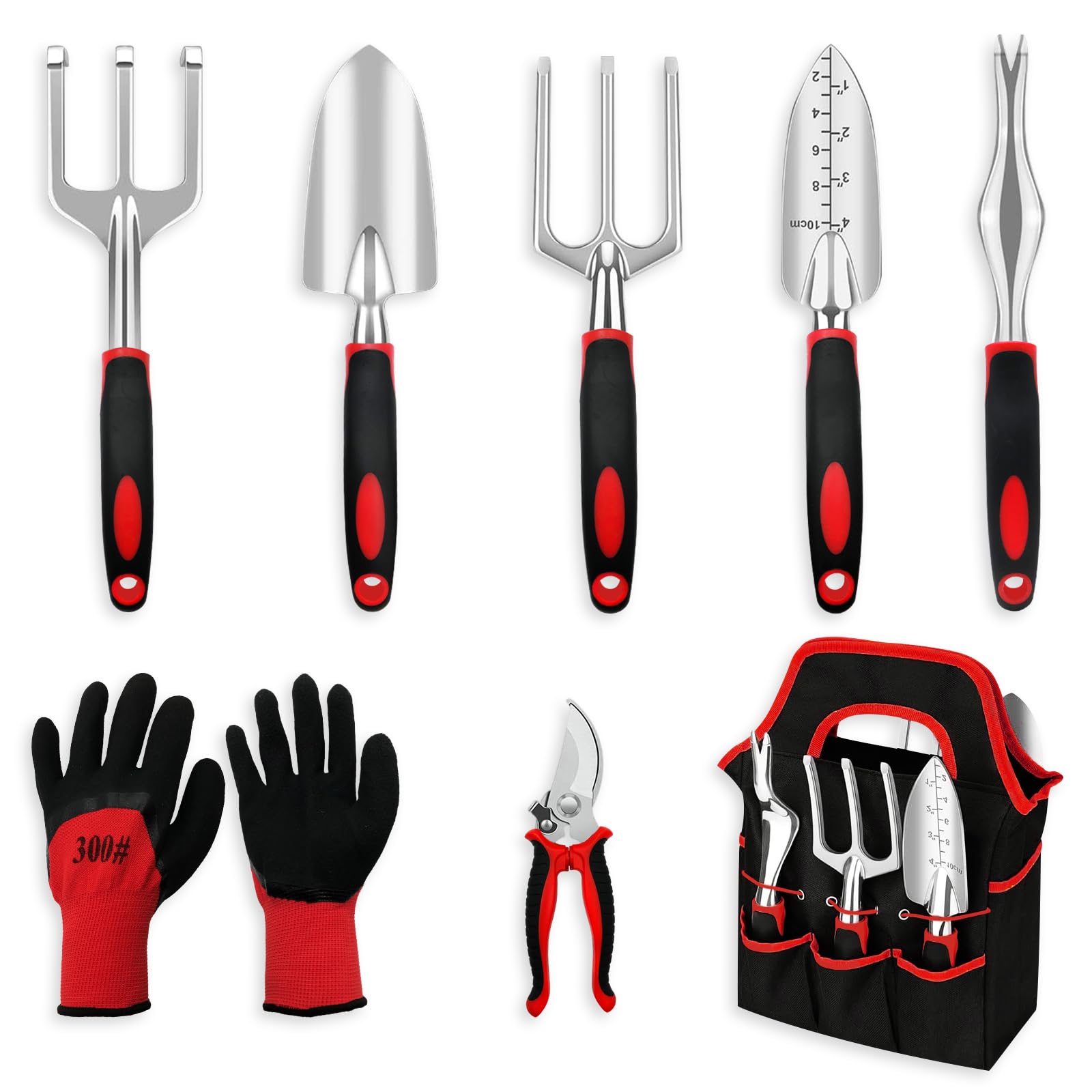 8-Piece Heavy Duty Aluminum Gardening Tool Set with Ergonomic Handles & Storage Bag - Perfect for Outdoor Planting, Weeding & Landscaping - Ideal Gift for Gardeners (Men & Women)