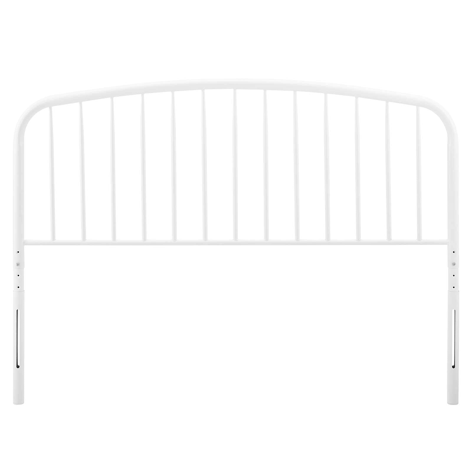 Modern White Metal Queen Size Headboard - Contemporary Urban Design for Bedroom, Master & Guest Suite - Perfect for Home Decor & Space-Saving Solutions