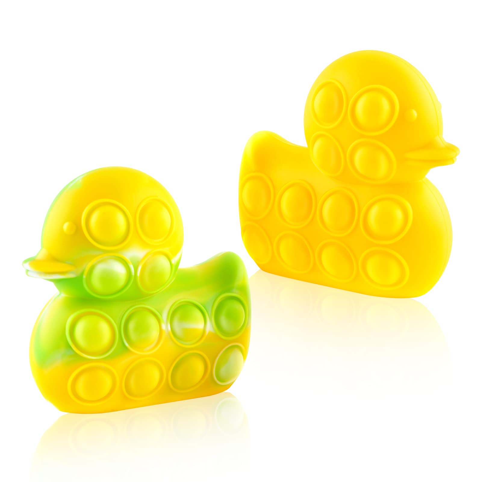 3D Sensory Popper Duck Fidget Toys - 2 Pack Anti-Stress Push Bubble Toys for Kids & Adults | Stress Relief, Autism, ADHD, Anxiety Relief | Perfect for Home, Office, School & Travel