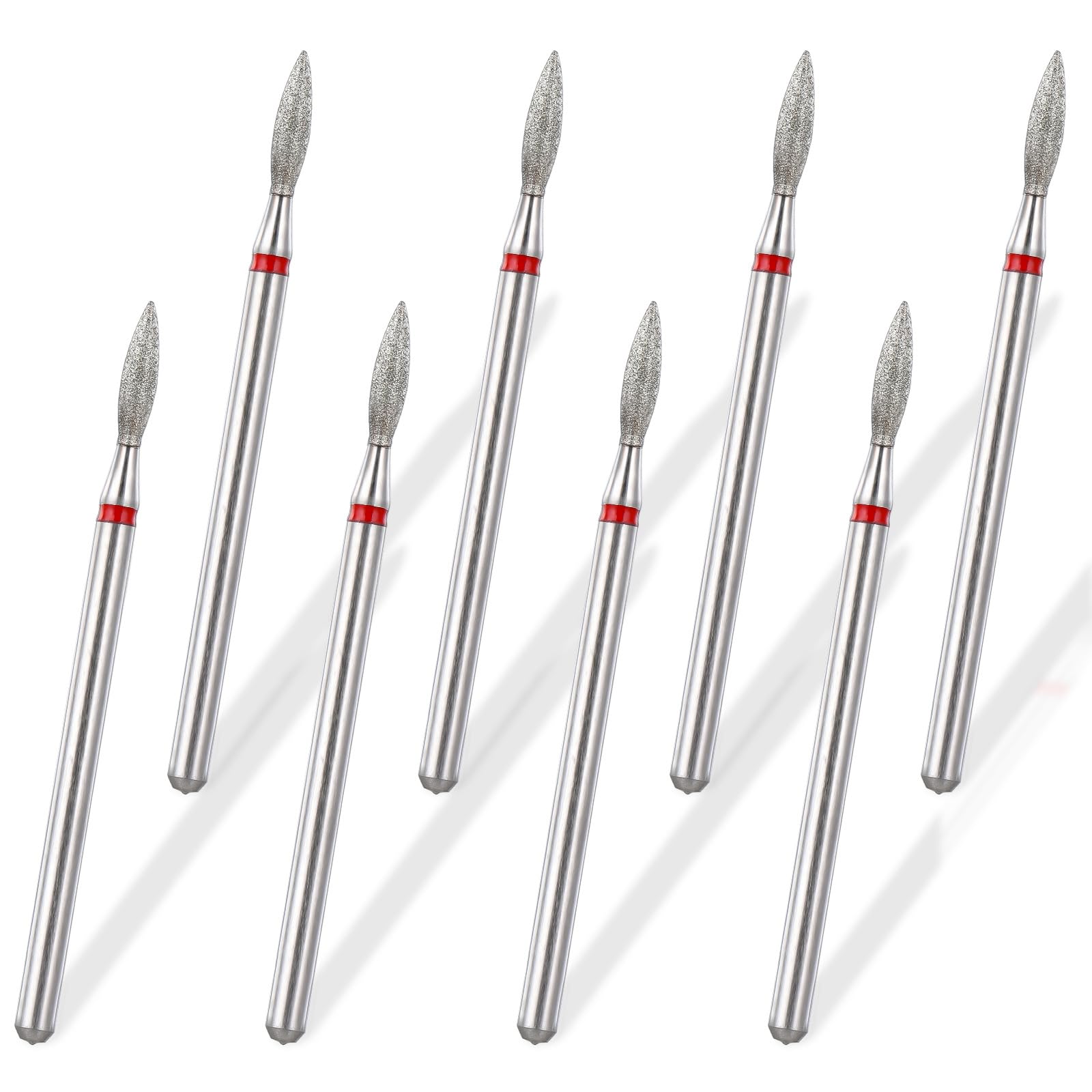 8-Piece Flame Cuticle Drill Bit Set - Fine Grit Diamond Nail Bits for Russian Manicure & Cuticle Care | Professional Electric Nail File Accessories for Salon & Home Use | Perfect for Dead Skin Removal & Nail Preparation