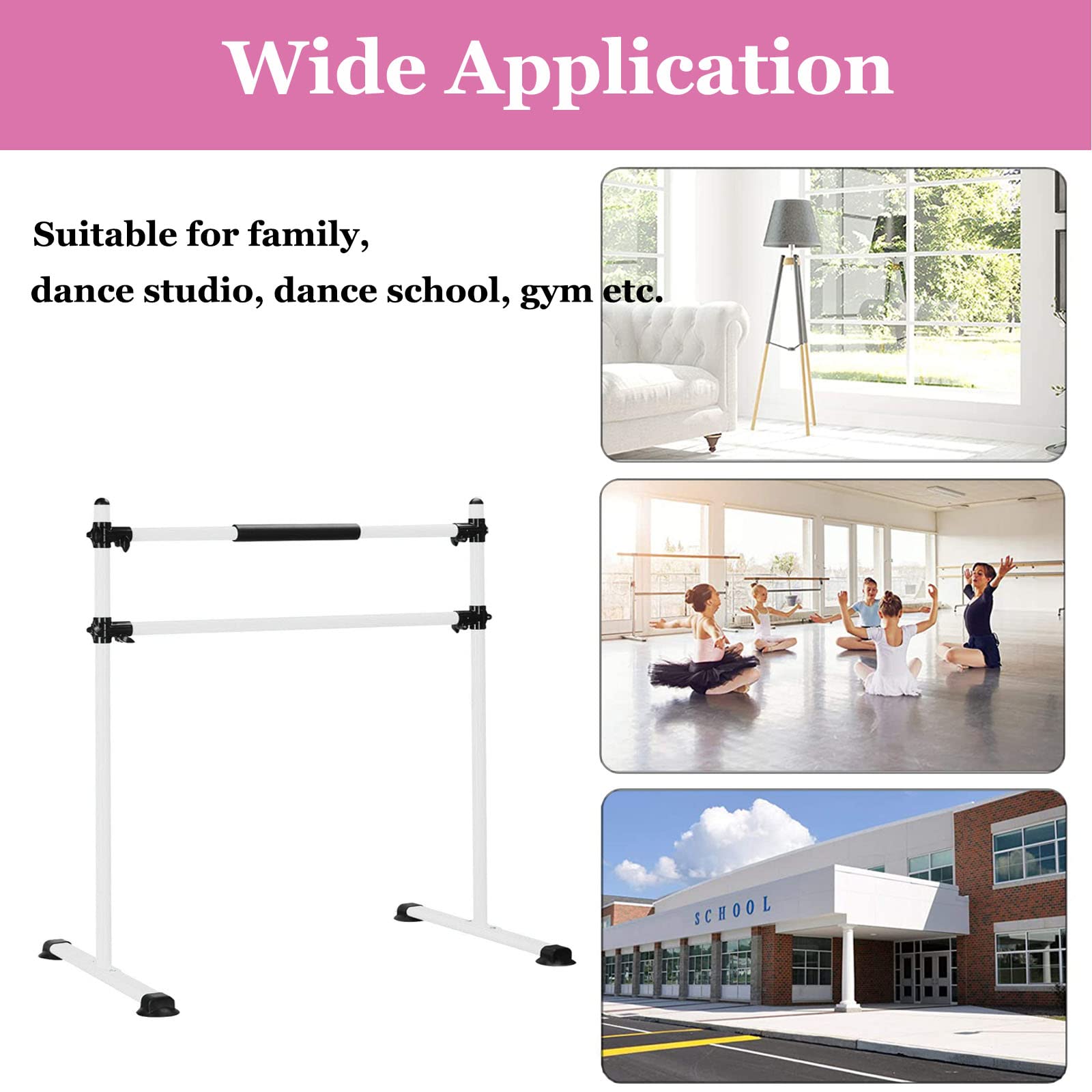 Adjustable Height Portable Freestanding Ballet Barre for Kids - Lightweight Dance Bar Perfect for Home Gym, Studio, Ballet, Pilates, Stretch & Fitness Training - Ideal for Dance Practice, Exercise & Flexibility Workouts