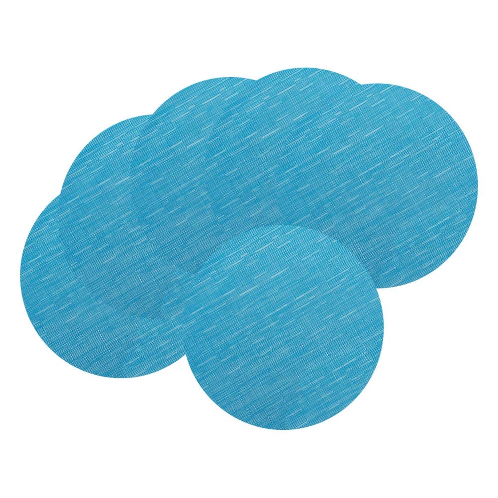 Round Woven Placemats Set of 6 - 13.8 Inch Washable Non-Slip Table Mats for Dining, Christmas Decor, Wedding & Party - Blue Home Decor Accessories